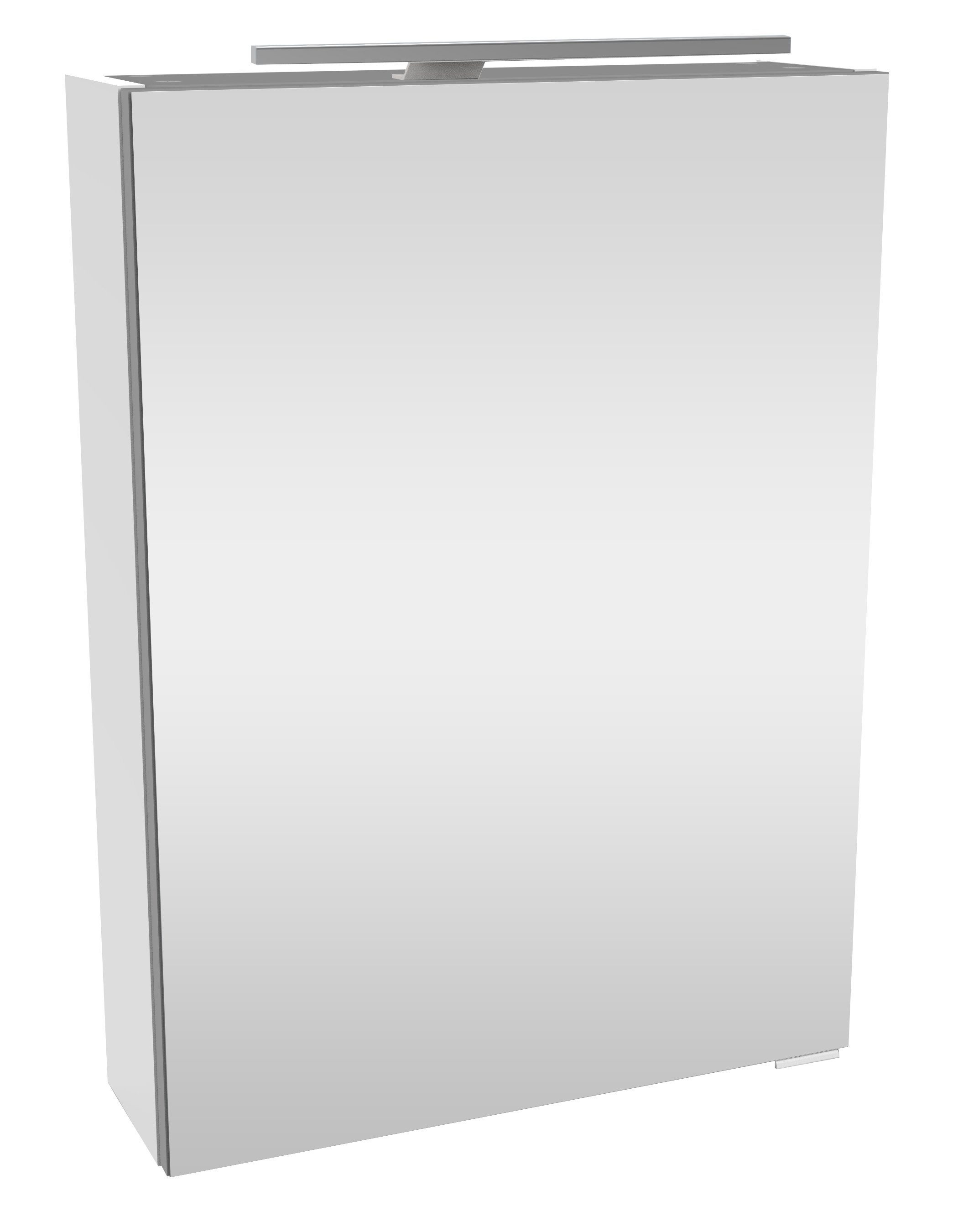 FACKELMANN Spiegelschrank SBC (Spiegelschrank mit LED-Aufsatzleuchte) Aufsatzleuchte, Schalter und Steckdose, Breite 50cm, Anschlag links Weiß matt | Weiß matt