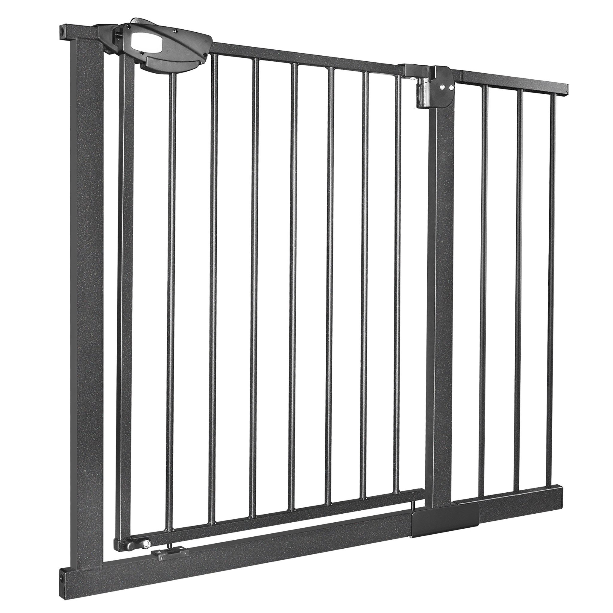 FIVMEN Treppenschutzgitter Türschutzgitter Treppengitter ohne bohren für Kindersicherheit, 76cm Hoch Weiß/Schwarz aus Metall