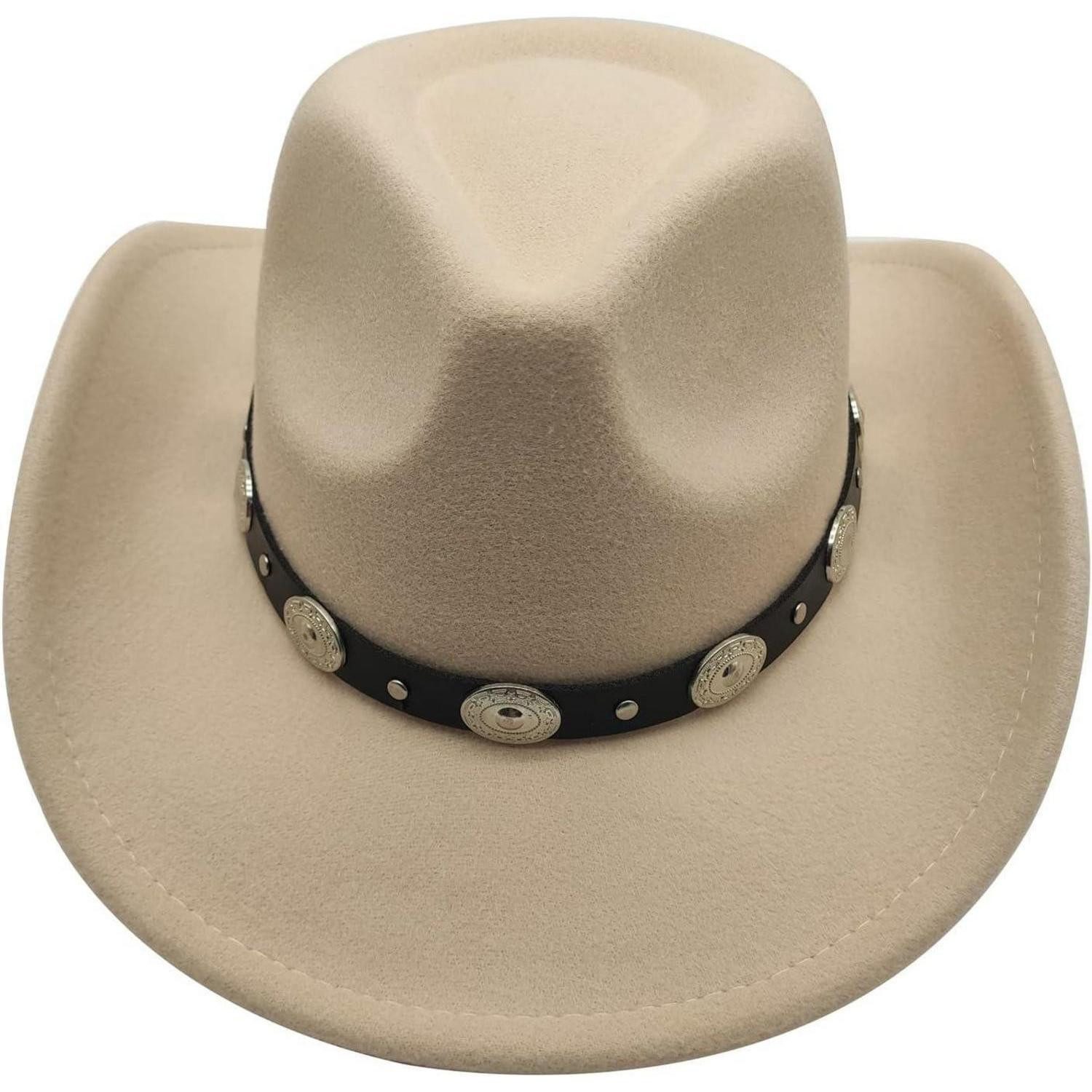 LuxusKollektion Cowboyhut Cowboyhut Damen Herren Westernhut Fedora Krempe Einheitsgröße Beige