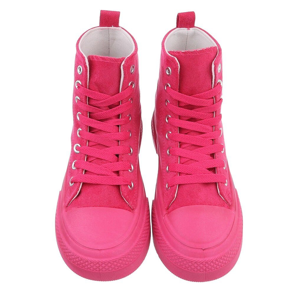 Pink in Damen High High-Top Sneakerboots Ital-Design Sneakers Keilabsatz/Wedge Freizeit