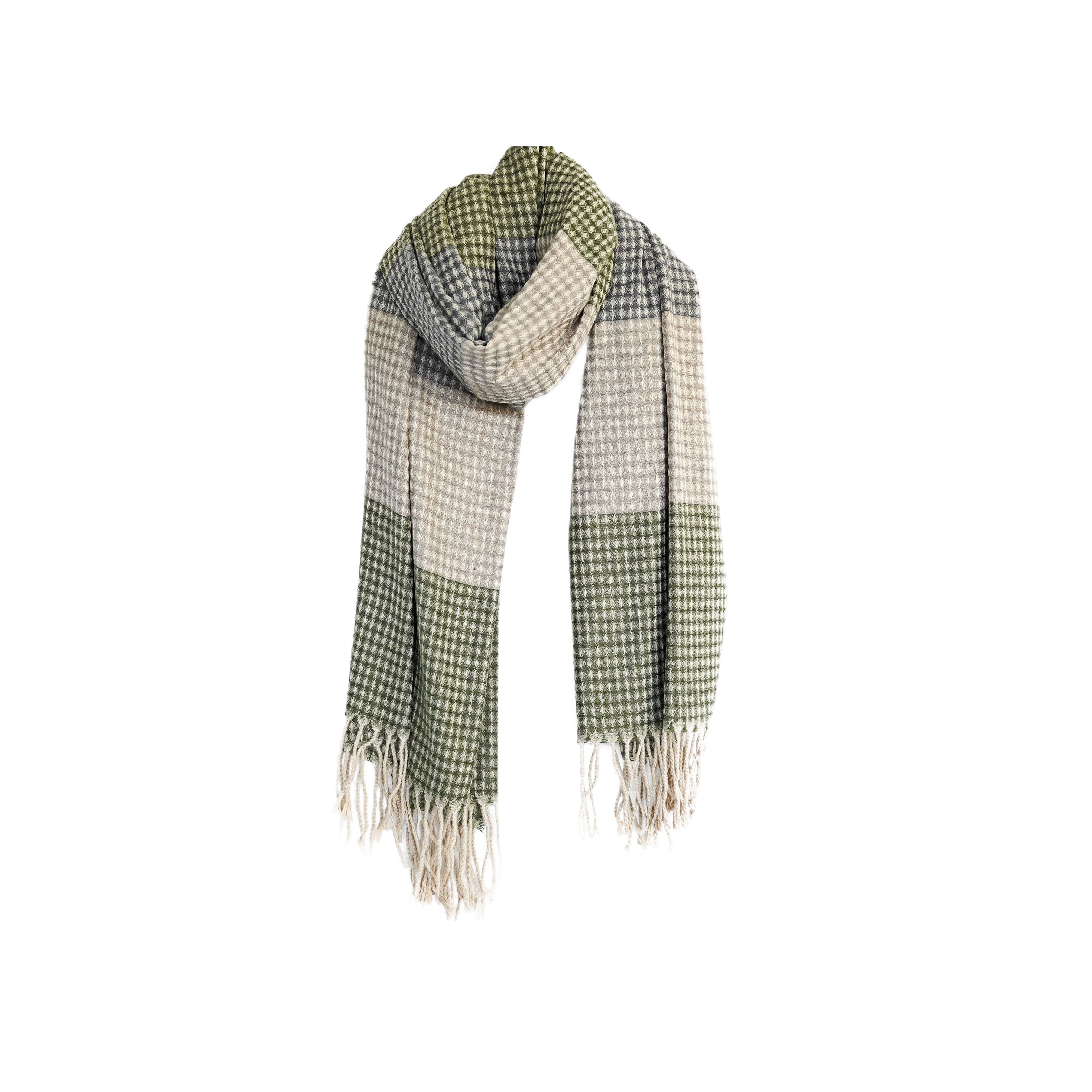 COFI 1453 Modeschal Karierter Schal mit Fransen ideal für den Herbst und Winter 70x190 cm