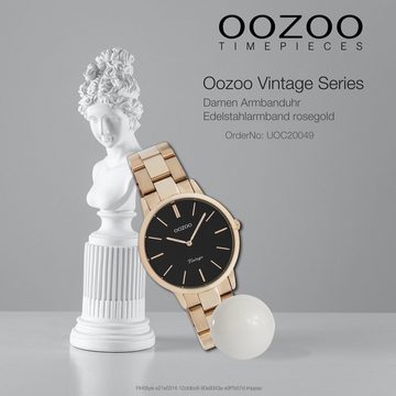 OOZOO Quarzuhr Oozoo Damen Armbanduhr rosegold Analog, Damenuhr rund, mittel (ca. 34mm) Edelstahlarmband, Fashion-Style