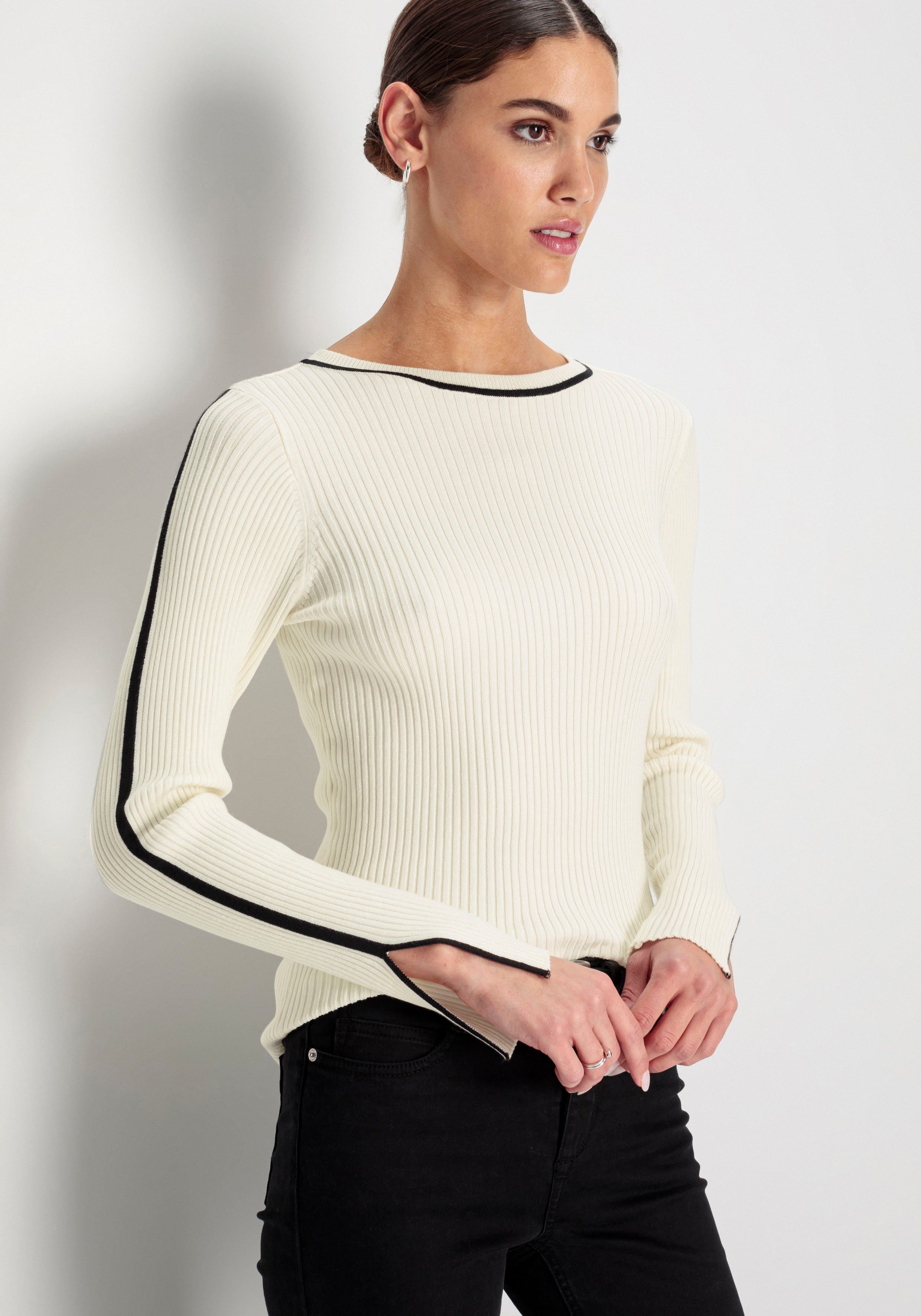 HECHTER PARIS Strickpullover - Kontrastdetails NEUE KOLLEKTION mit