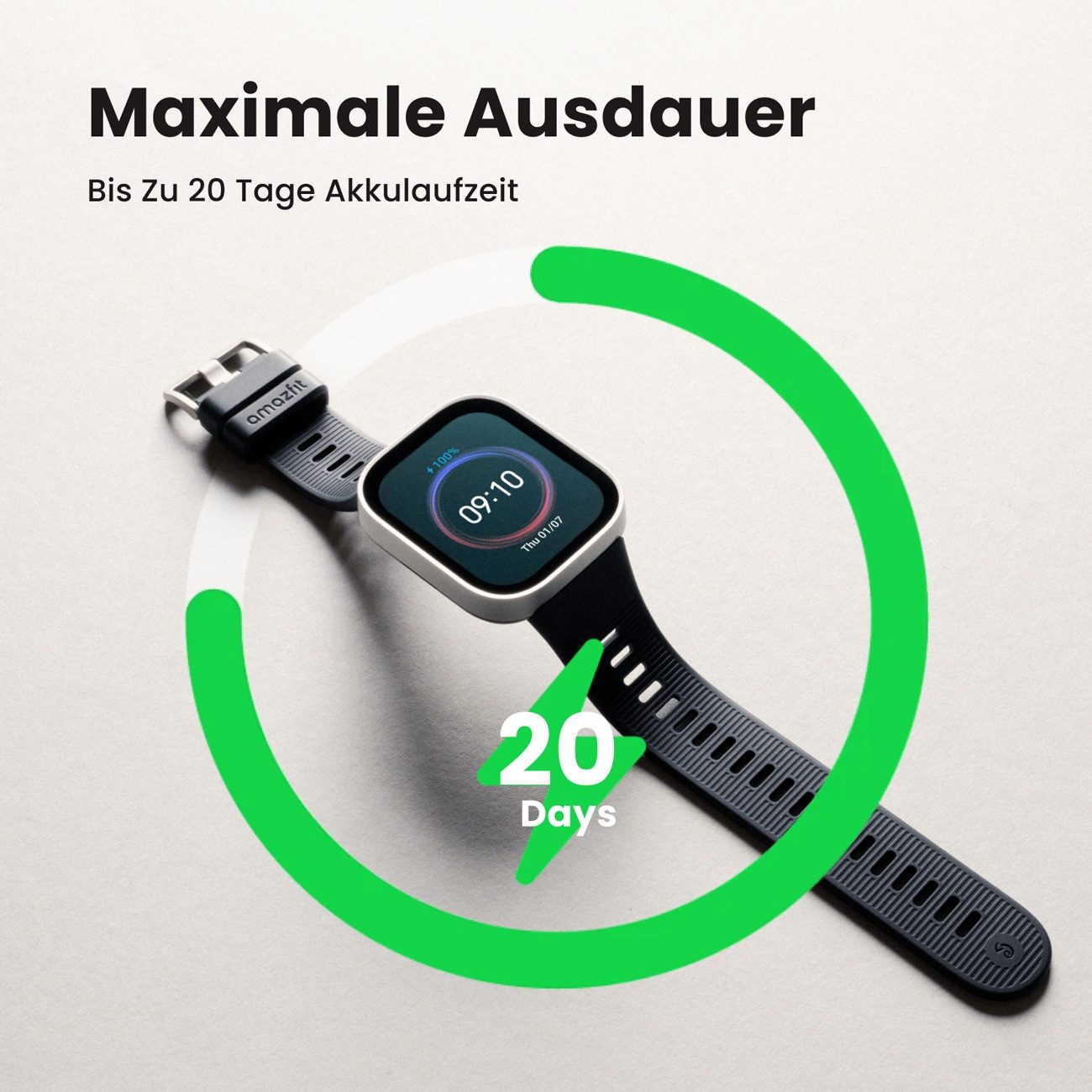 Amazfit Bip Max Smartwatch, 2,07" AMOLED Display, Fitness- und Gesundheitstracking grau