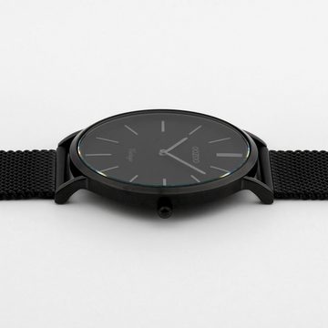 OOZOO Quarzuhr Oozoo Herren-Uhr schwarz, Herrenuhr rund, groß (ca. 40mm) Edelstahlarmband, Fashion-Style