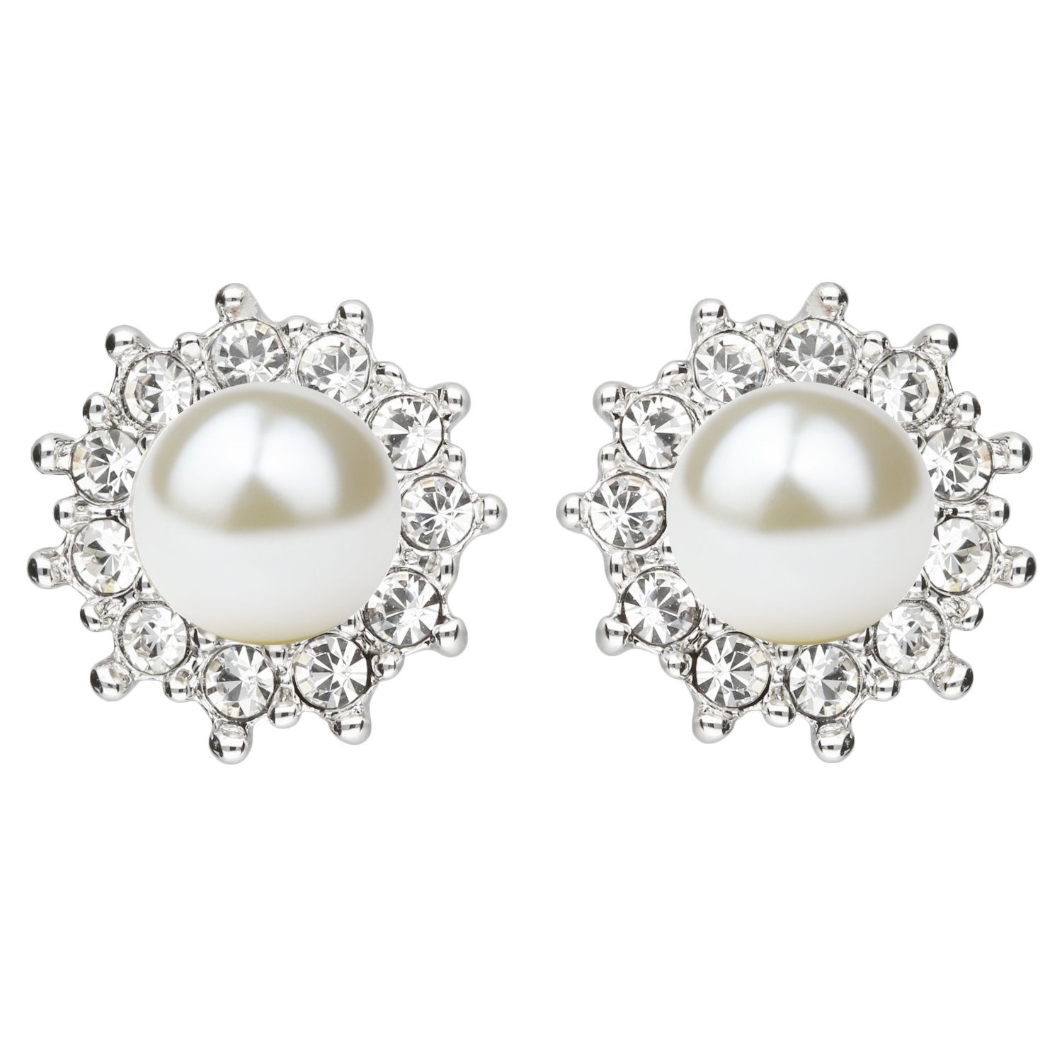 LÖB Paar Ohrclips 18K Weißgold vergoldet Ohrclips Perlen Zirkonia Perlenohr günstig online kaufen