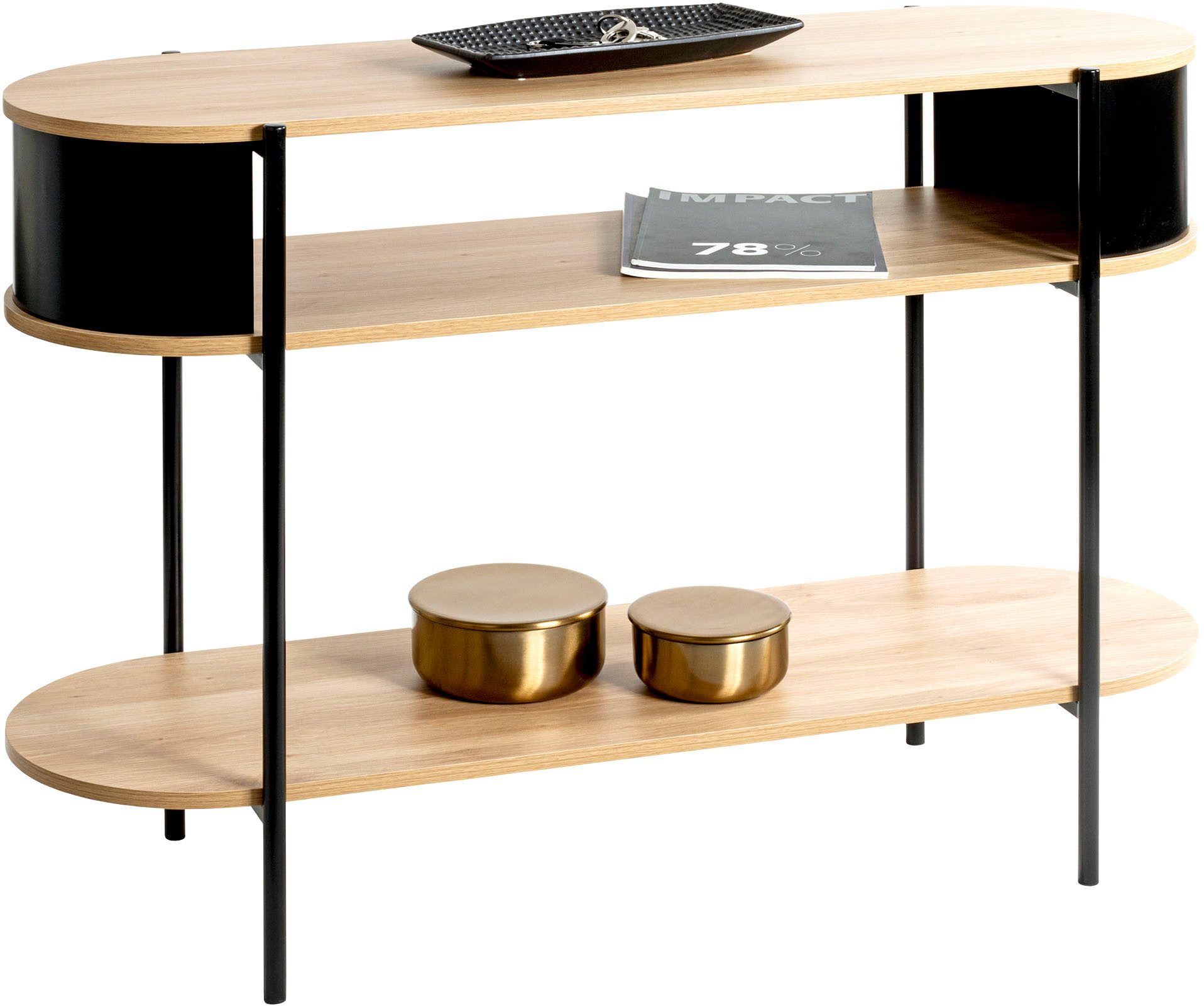 HAKU Konsolentisch Beistelltisch (1-St), oval - aus MDF Braun B/T/H 110/39/76 cm