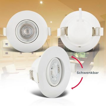 B.K.Licht LED Einbauleuchte BK_EL1573 LED Einbauleuchten IP65 5er-Set Kunststoff Weiß, LED fest integriert, Warmweiß, Dimmbar inkl. 5 x LED-Platine 4,9W 480lm 3.000K