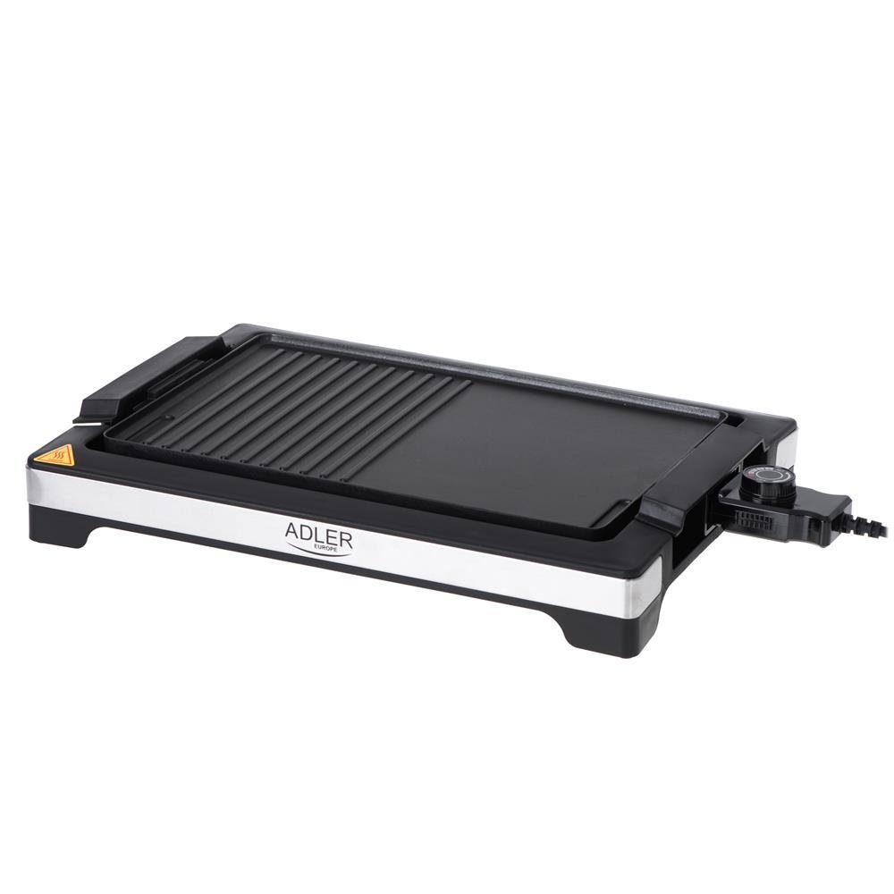 Adler Tischgrill AD 6614, 3000,00 W, elektrisch schwarz Elektrogrill Antihaftbeschichtete Heizplatte