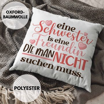 Trendation Dekokissen Trendation - Eine Schwester Ist Eine Freundin Die Man Nicht Suchen Muss Kissen Geschenk Beste Schwester Geburtstag Spruch Dekokissen mit Füllung 40x40