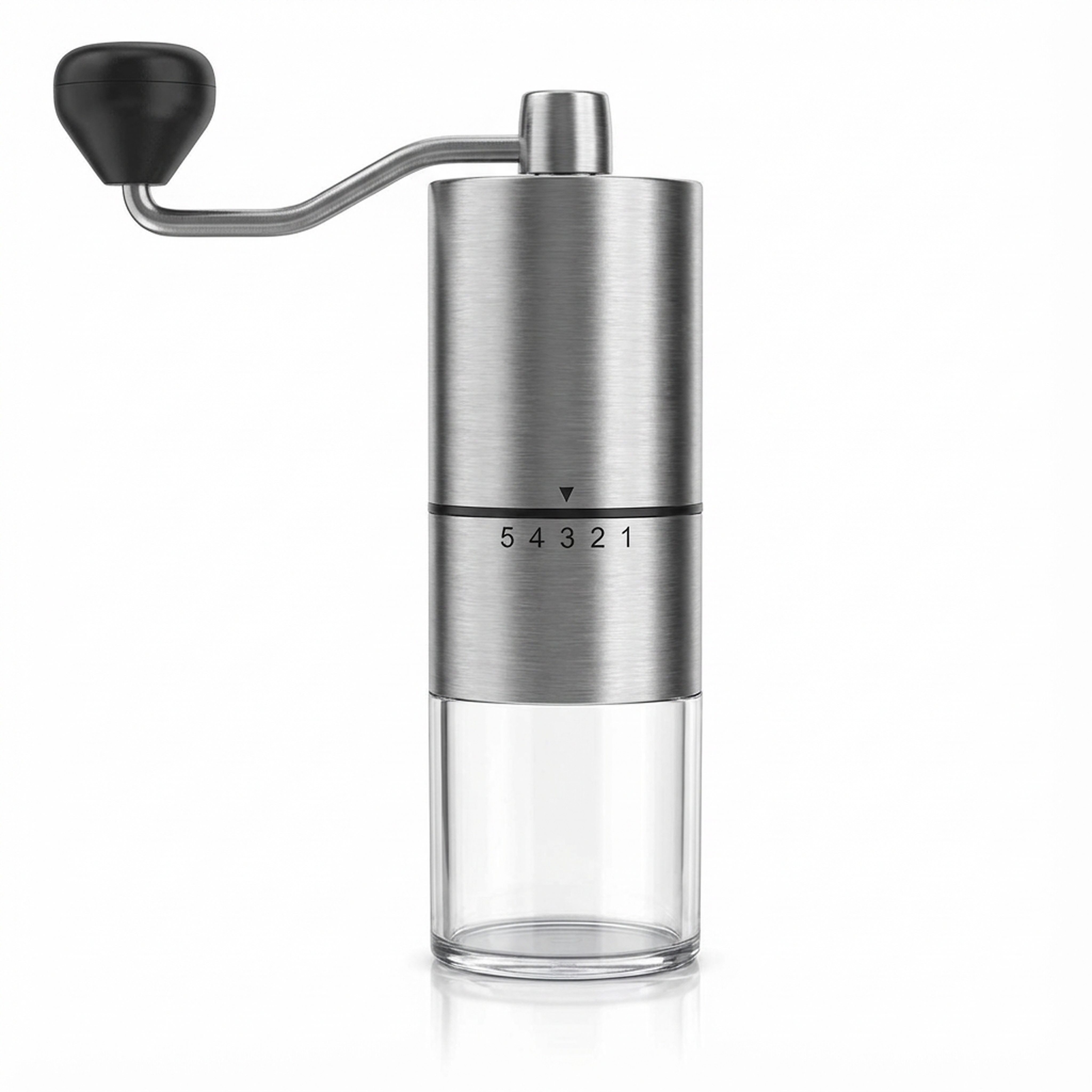 Arendo Kaffeemühle Manuelle Handmühle mit Keramik Kegelmahlwerk, 25g Bohnenbehälter, Kegelmahlwerk, 25 g Bohnenbehälter, Edelstahl, 5 Mahlgradstufen, kompakt, für Zuhause & unterwegs, Camping