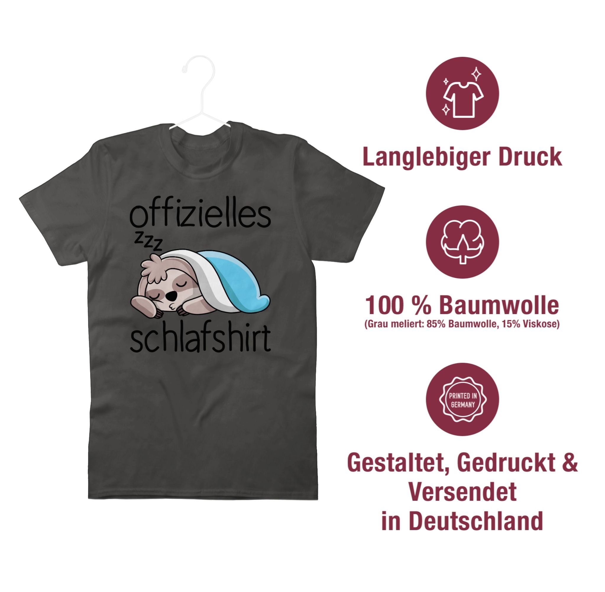- T-Shirt Shirtracer Dunkelgrau mit Schlafshirt Offizielles 2 schwarz Sprüche Statement Faultier