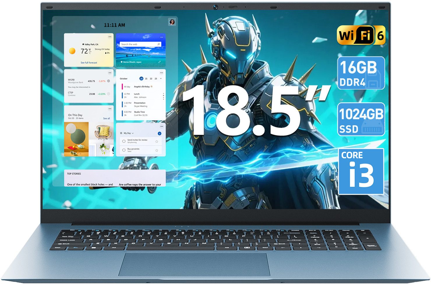MENGHU 18,5 Zoll Premium-Notebook Intel Core i3 16GB RAM 1TB SSD Wi-Fi6 Notebook (i3-10100Y, 16 GB, 1024 GB SSD)