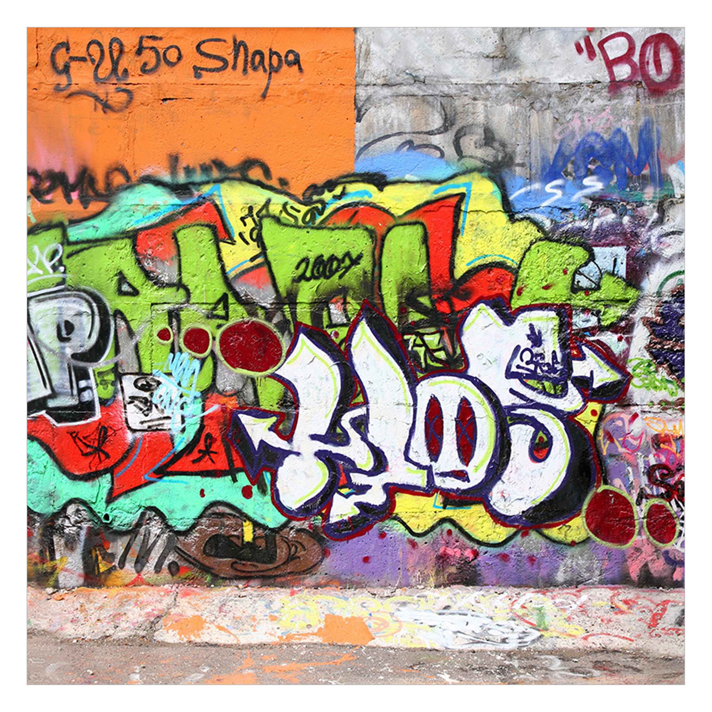 Bilderdepot24 Mustertapete Graffiti Optik Graffiti Wall Modern Street Art Wanddeko Kunst, Glatt, Matt, (Vliestapete inkl. Kleister oder selbstklebend), Jugendzimmer Flur Büro Wohnzimmer Fototapete Vliestapete Wandtapete