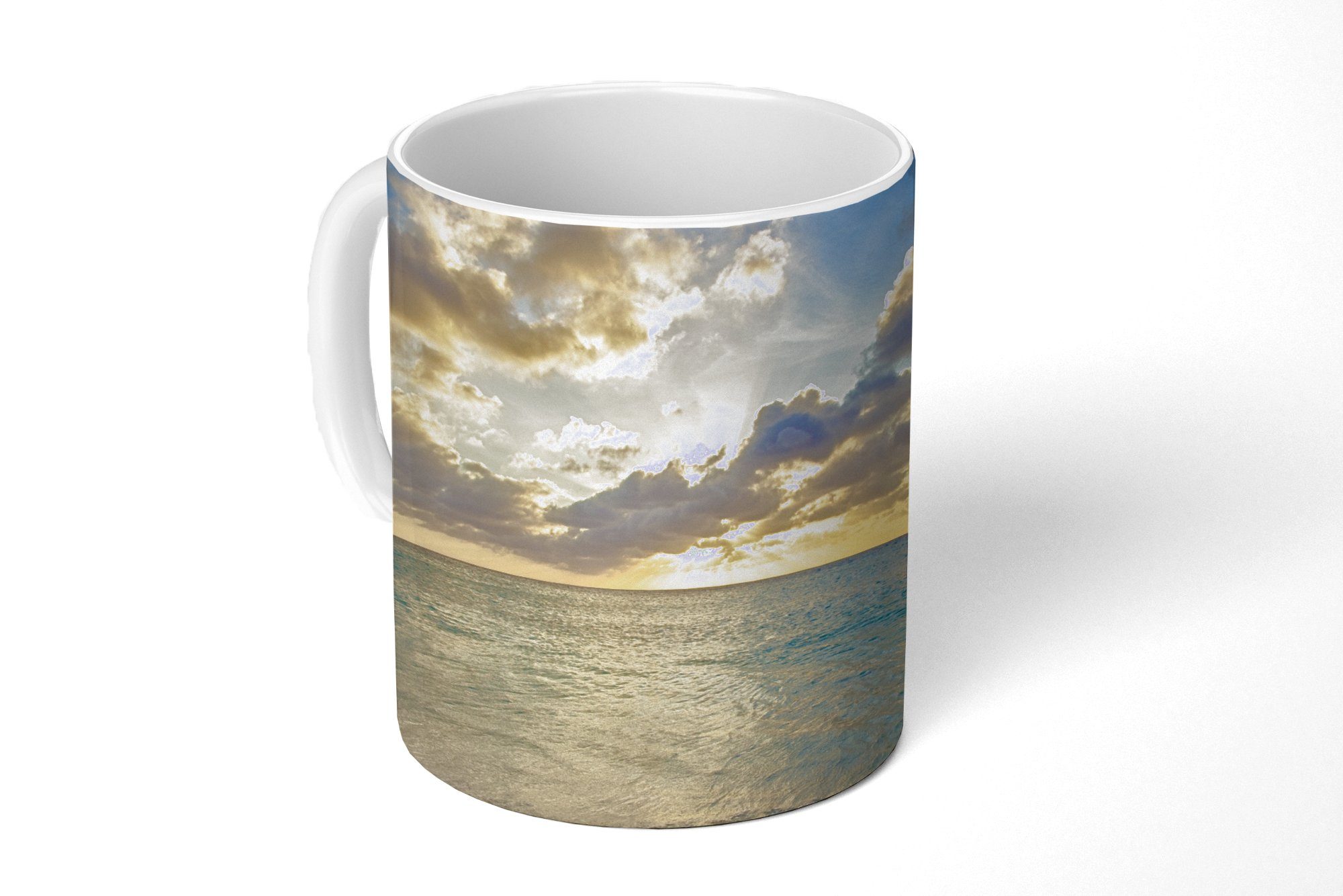 MuchoWow Tasse Meer - Strand - Wolken - Sonne, Keramik, Kaffeetassen, Teetasse, Becher, Teetasse, Geschenk