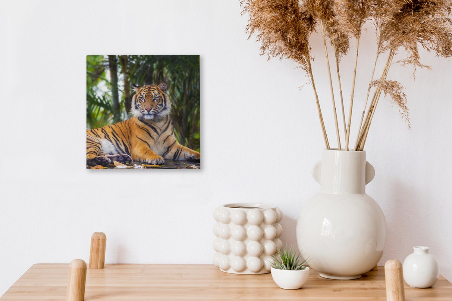 OneMillionCanvasses® - Schlafzimmer Dschungel, - - (1 Leinwandbild für Tiere Tiger Wald Wohnzimmer Bilder Leinwand St),