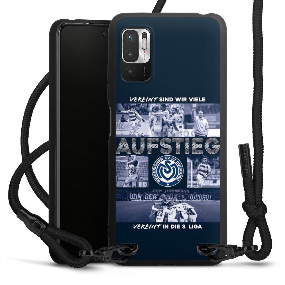 DeinDesign Handyhülle MSV Duisburg Aufstieg Offizielles Lizenzprodukt, Xiaomi Redmi Note 10 5G Premium Handykette Hülle mit Band