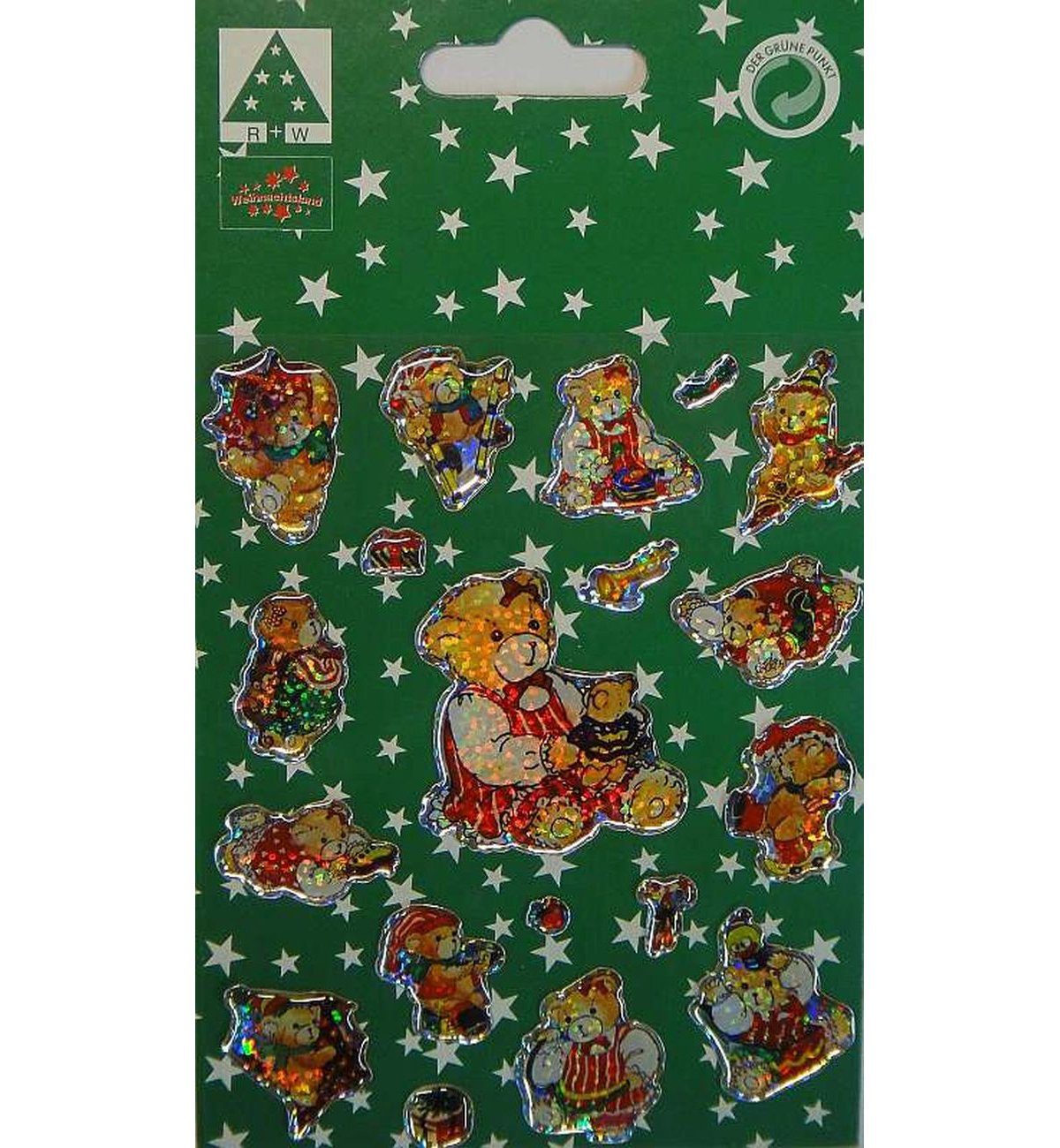 RIFFELMACHER & WEINBERGER Aufkleber Weihnachts-Sticker Teddybär 19 Glitzer-Aufkleber Klebebilder 1 Bogen