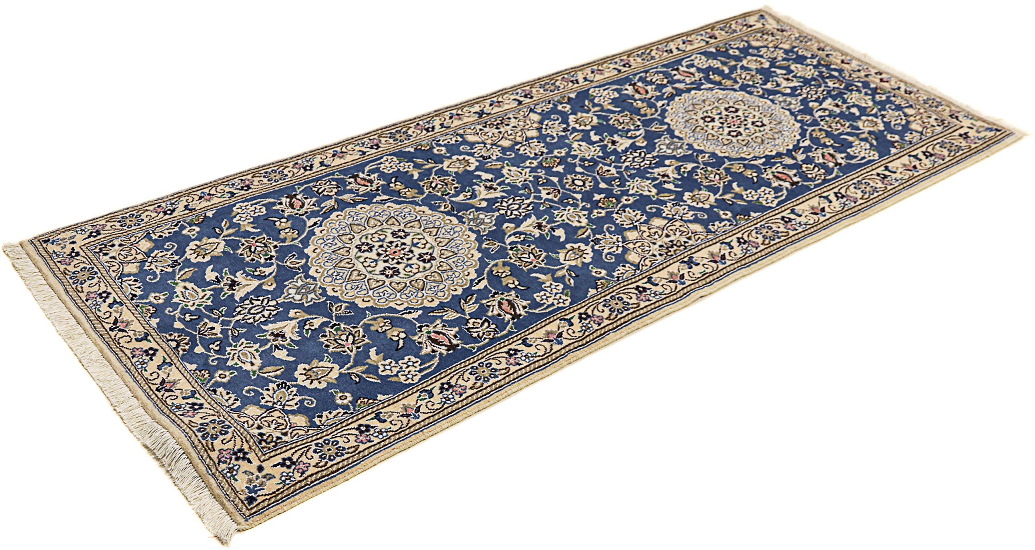 Orientteppich Perser - Nain - Höhe: x Royal 10 83 Einzelstück mm, - cm mit Handgeknüpft, Wohnzimmer, morgenland, 198 rechteckig, Zertifikat - blau