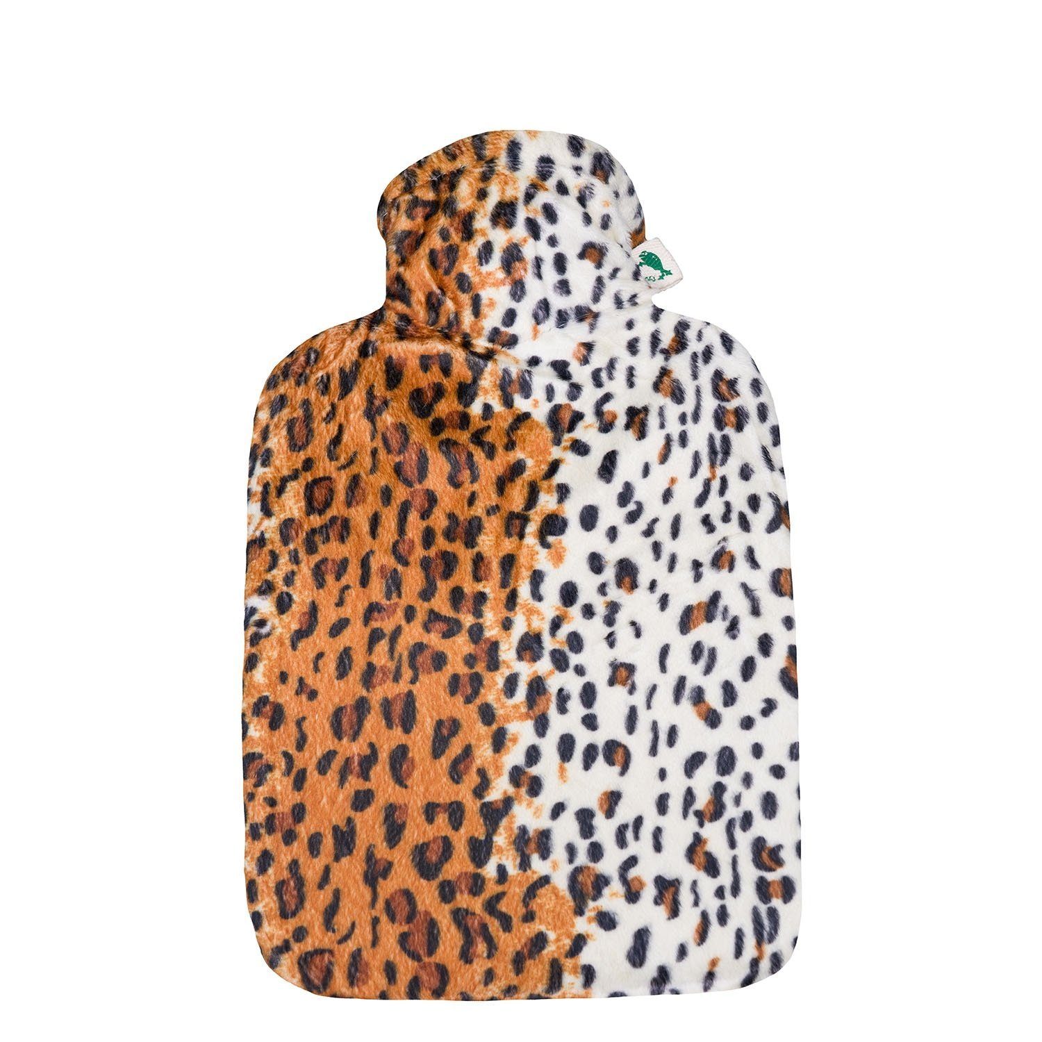 Hugo Frosch Wärmflasche Klassik 1,8 l Made in Germany mit Veloursbezug Leopard, Velours Leopard - langlebige Bettflasche, waschbarer Überzug