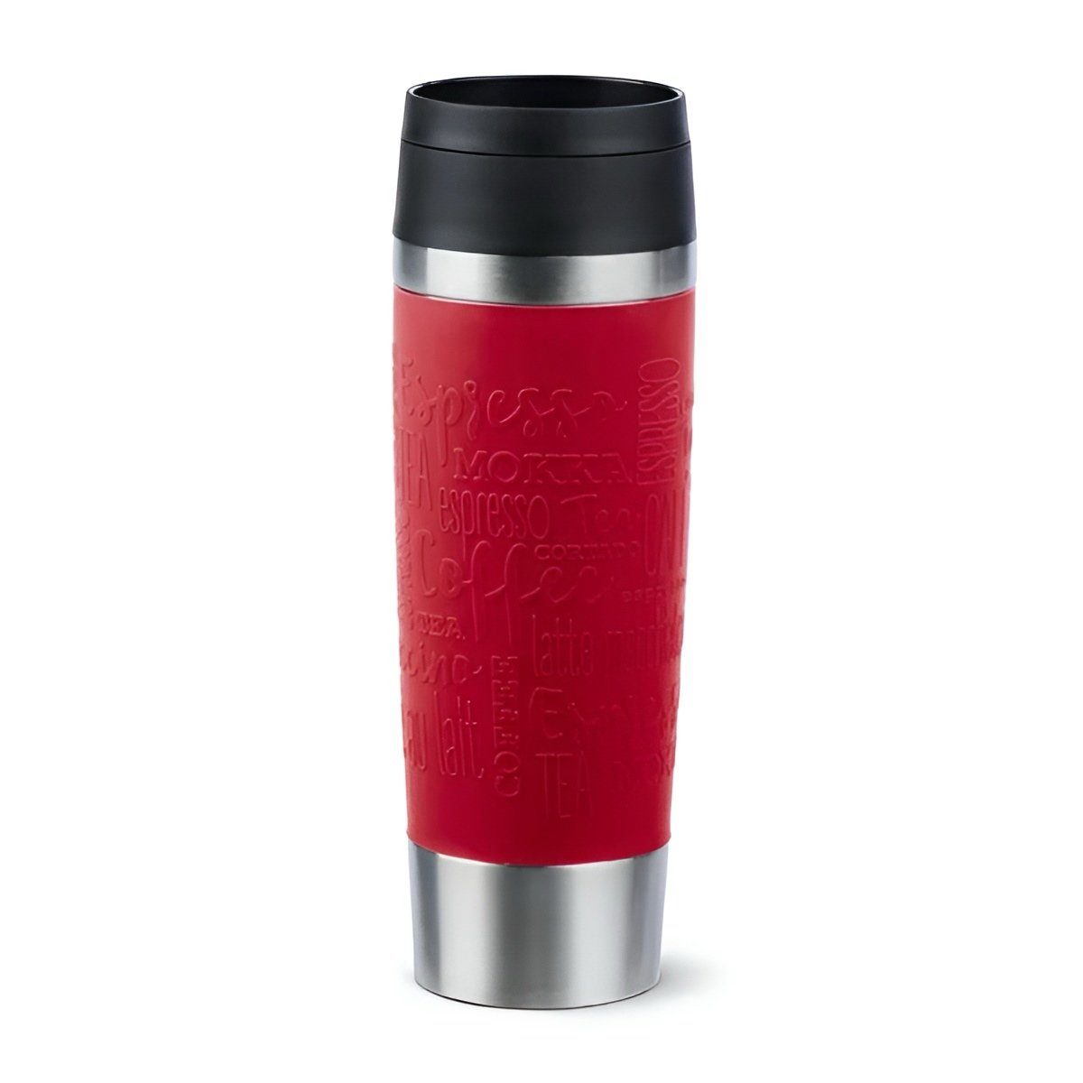 Emsa Thermobecher Isolierbecher Kaffeebecher Thermo TRAVEL MUG Classic Rot 0,5L, Thermo, 100% dicht, abnehmbarer Deckel, rostfrei, Ausgießen per Knopfdruck Dunkelrot