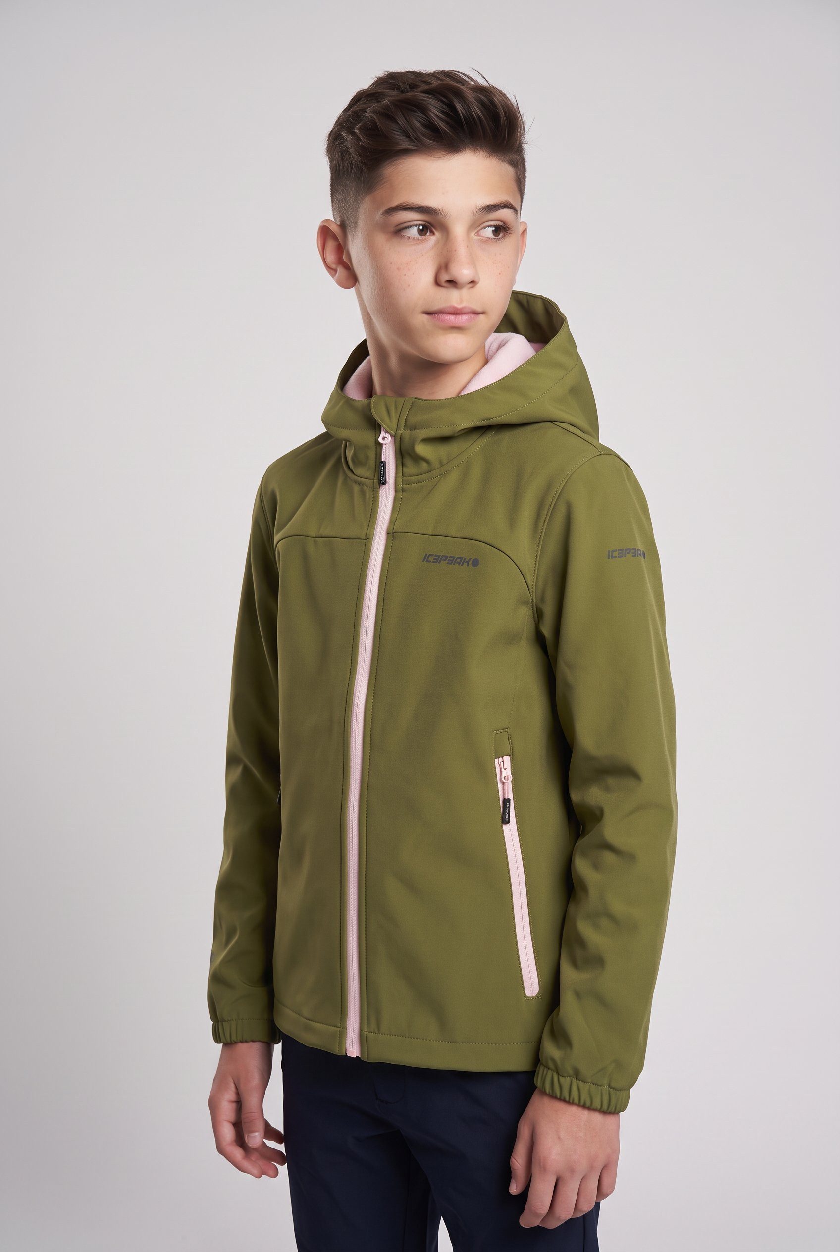 Icepeak Softshelljacke ICEPEAK KOBRYN JR mit Kapuze, atmungsaktiv, wasserabweisend, schnell trocknend