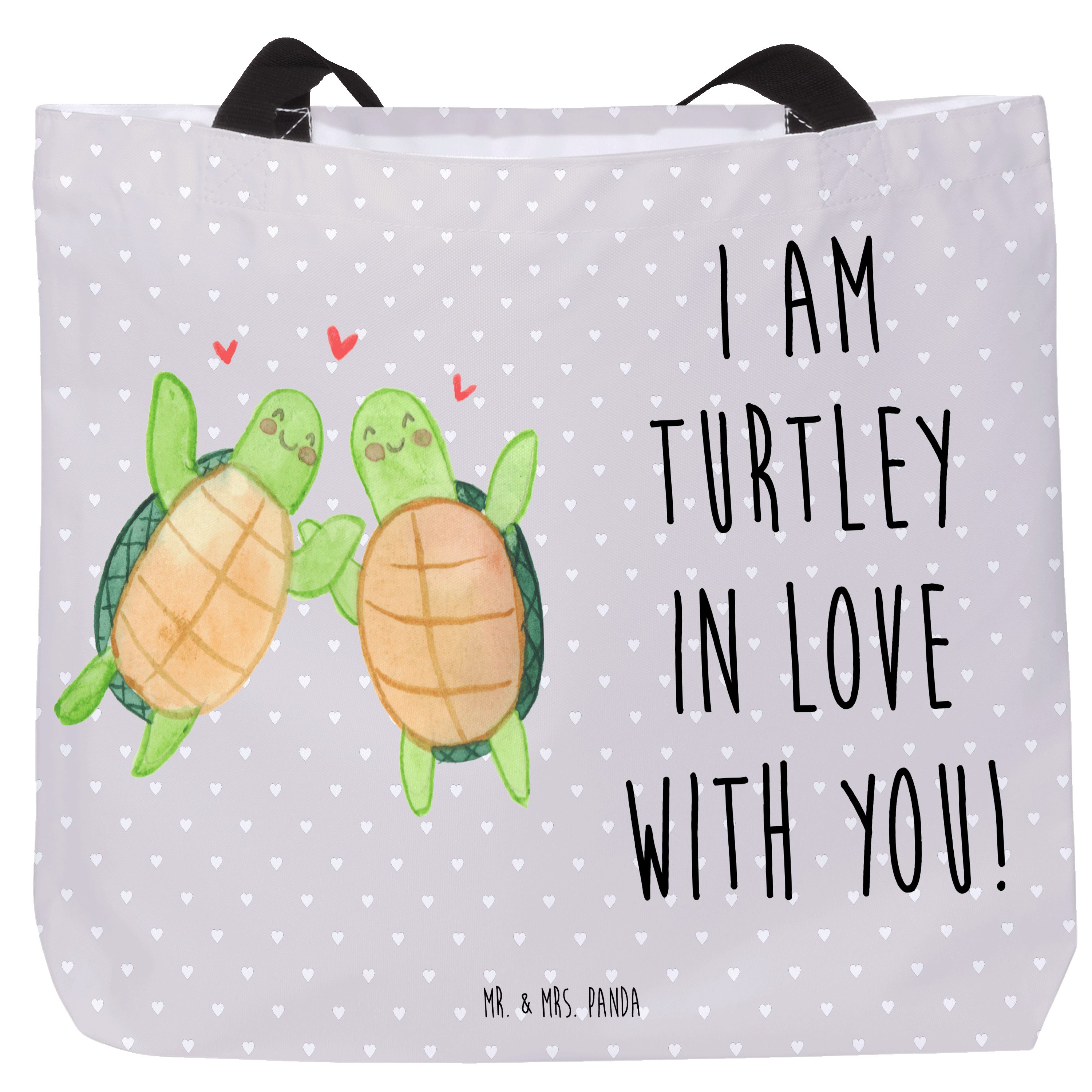 Shopper Schildkröten Paar, Strandtasche, Grau Pastell, Geschenk für Freundin