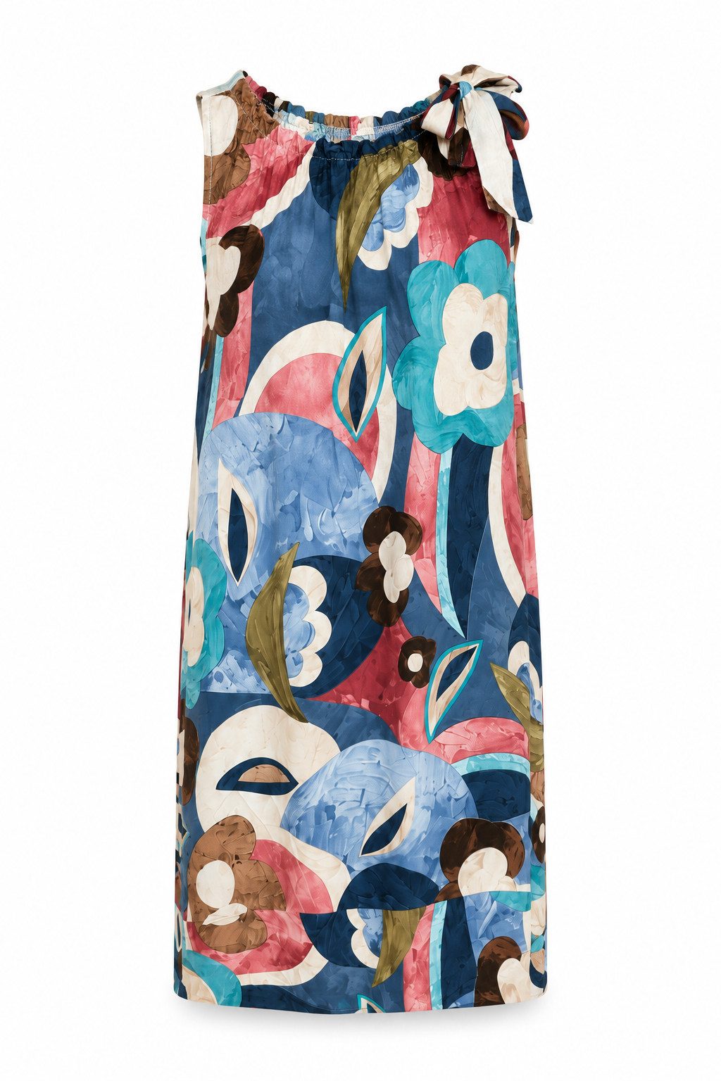 ITALY VIBES Sommerkleid - weiches Etuikleid mit abstraktem Print und Band - Damenkleid ONE SIZE - passend von Größen S bis L