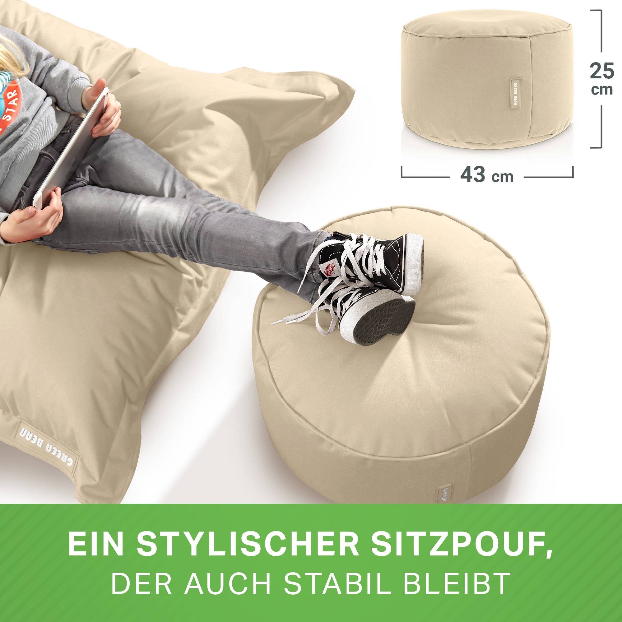 Green Bean Pouf Sitzsack-Hocker Pouf Stay 45x25cm (Sitzsack-Hocker 45x25cm mit EPS-Perlen Füllung -, Fußhocker Fußkissen Sitz-Pouf für Sitzsäcke), die ideale Er – Bild 4 von 5