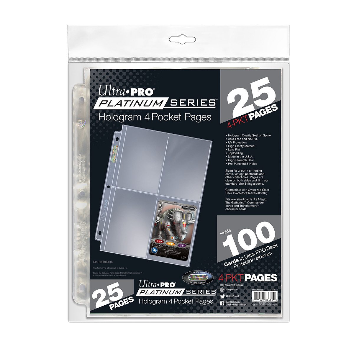 UltraPRO Sammelkarte 25 Platinum Series 4-Pocket Pages