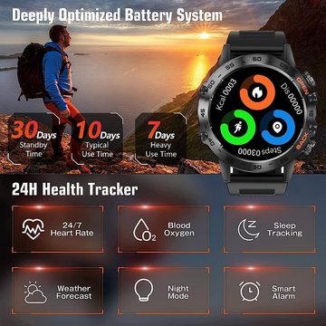Soprii Fur Herren mit Telefonfunktion Touchscreen Fitness Tracker Smartwatch (1,39 Zoll, Android / iOS), mit Pulsmesser Schlafmonitor Sportuhr Aktivitätstracker 100+ Sportmodi
