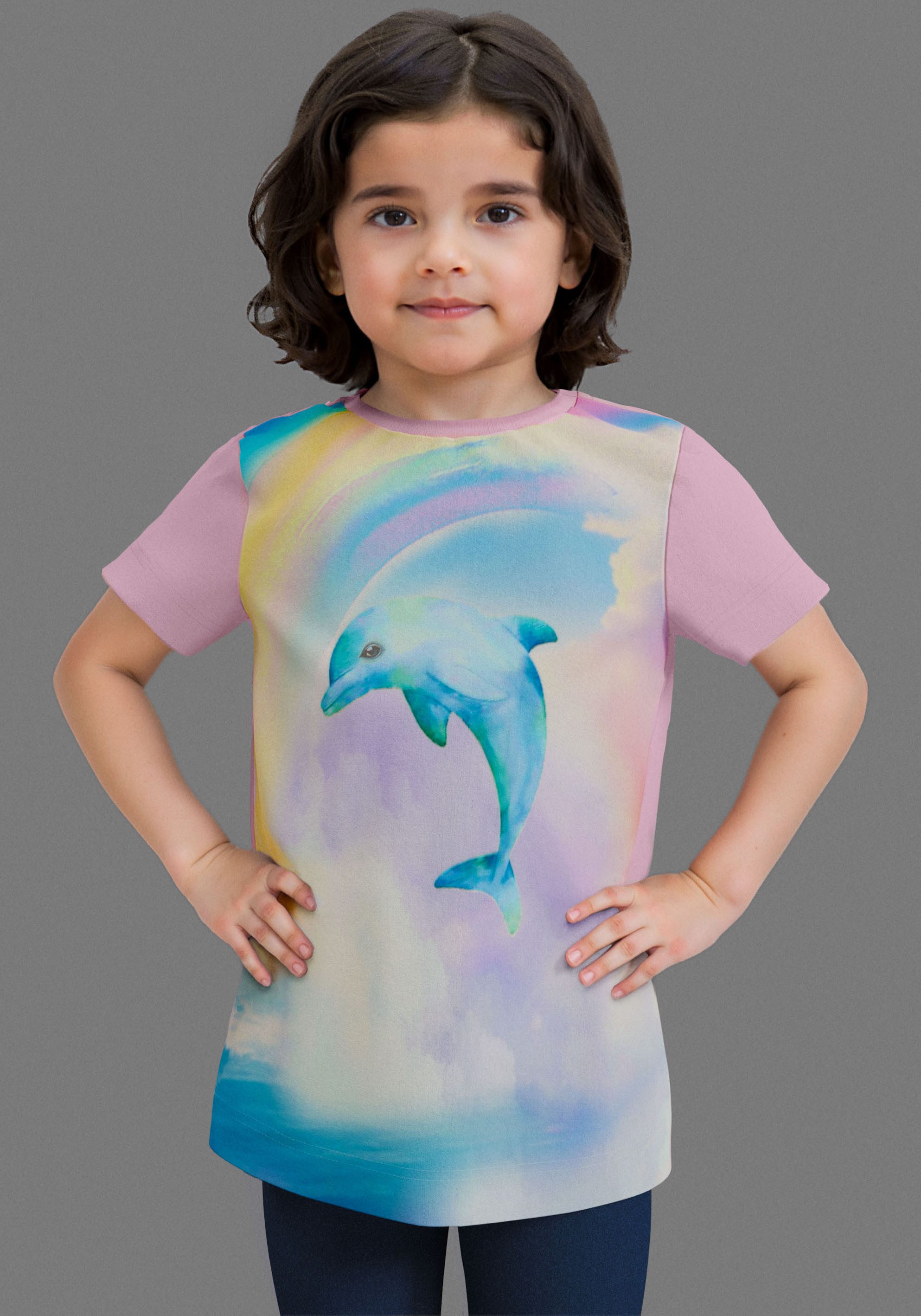 KIDSWORLD T-Shirt Shirt mit großem Fotodruck T-Shirt mit süßen Delfin-Fotodruck