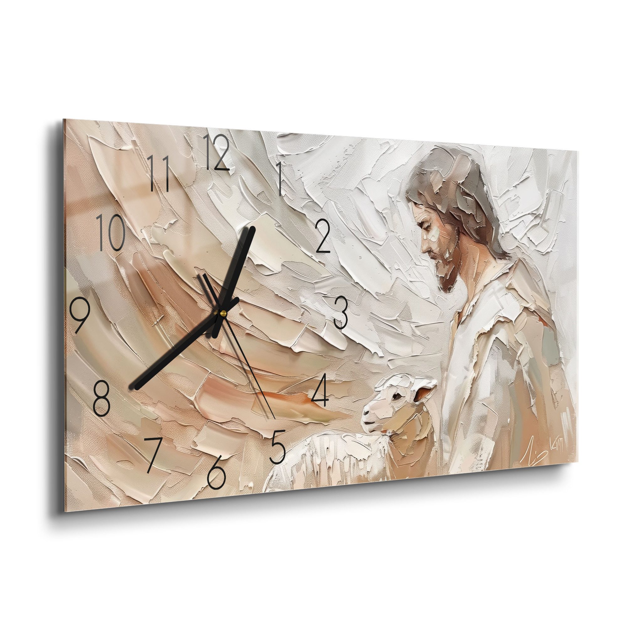 DEQORI Wanduhr 'Der gute Hirte' (Glas Glasuhr modern Wand Uhr Design Küchen günstig online kaufen