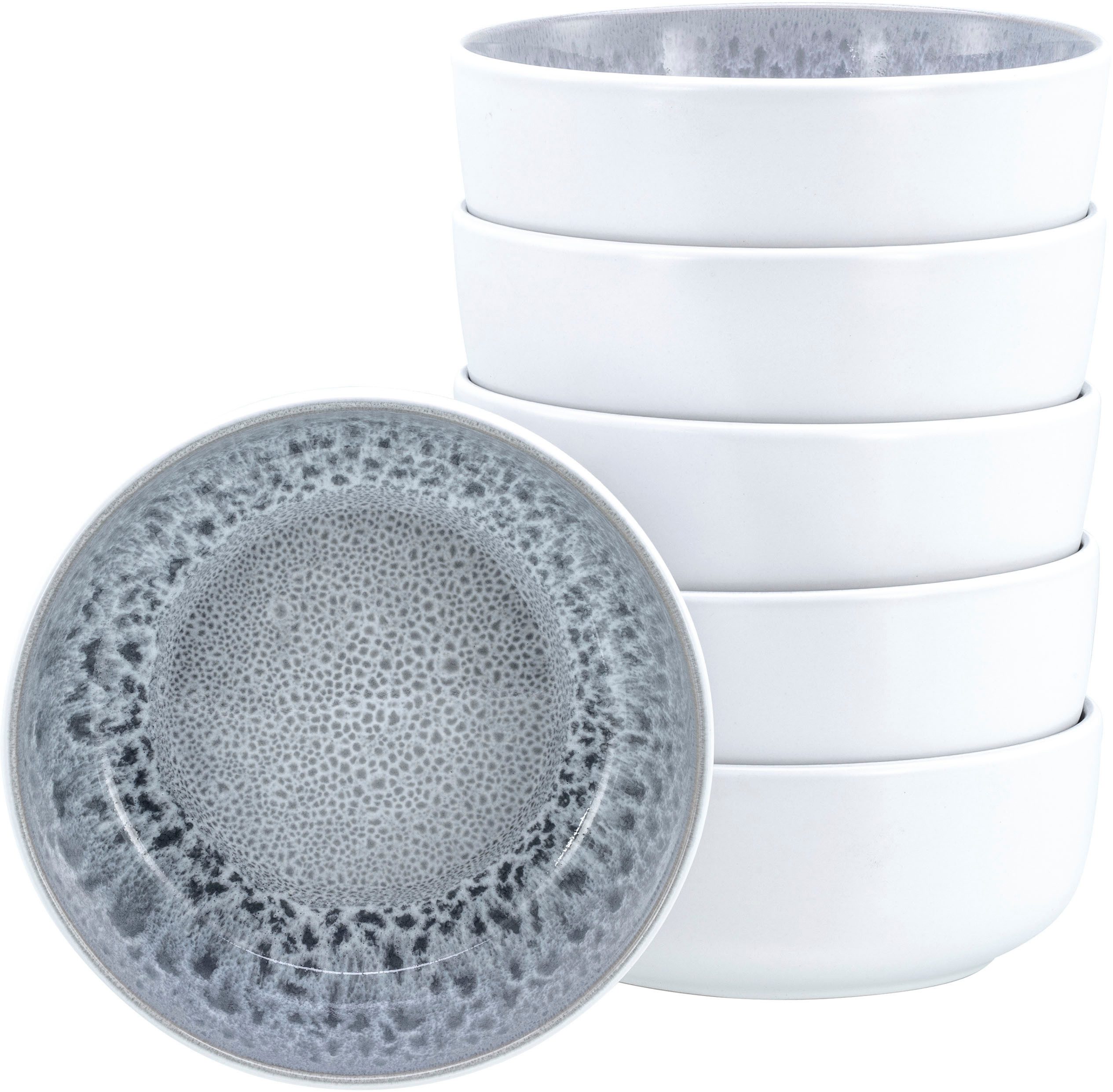 OTTO home Müslischale modernes Schüssel-Set Lykk, Geschirr-Set, Bowl, Steinzeug, (Set, 6-tlg), hohe Haltbarkeit, spülmaschinen- & mikrowellengeeignet, Reaktivglasur