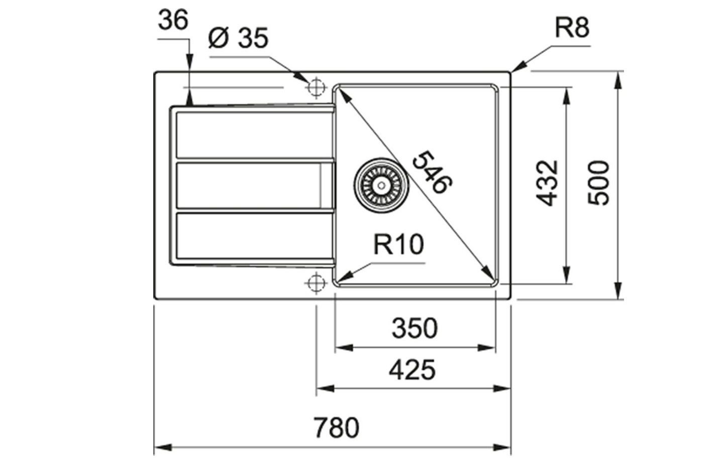 FRANKE Sirius built-in sink and Galley tap - Titanium Silver / Chrome - 78x50 cm