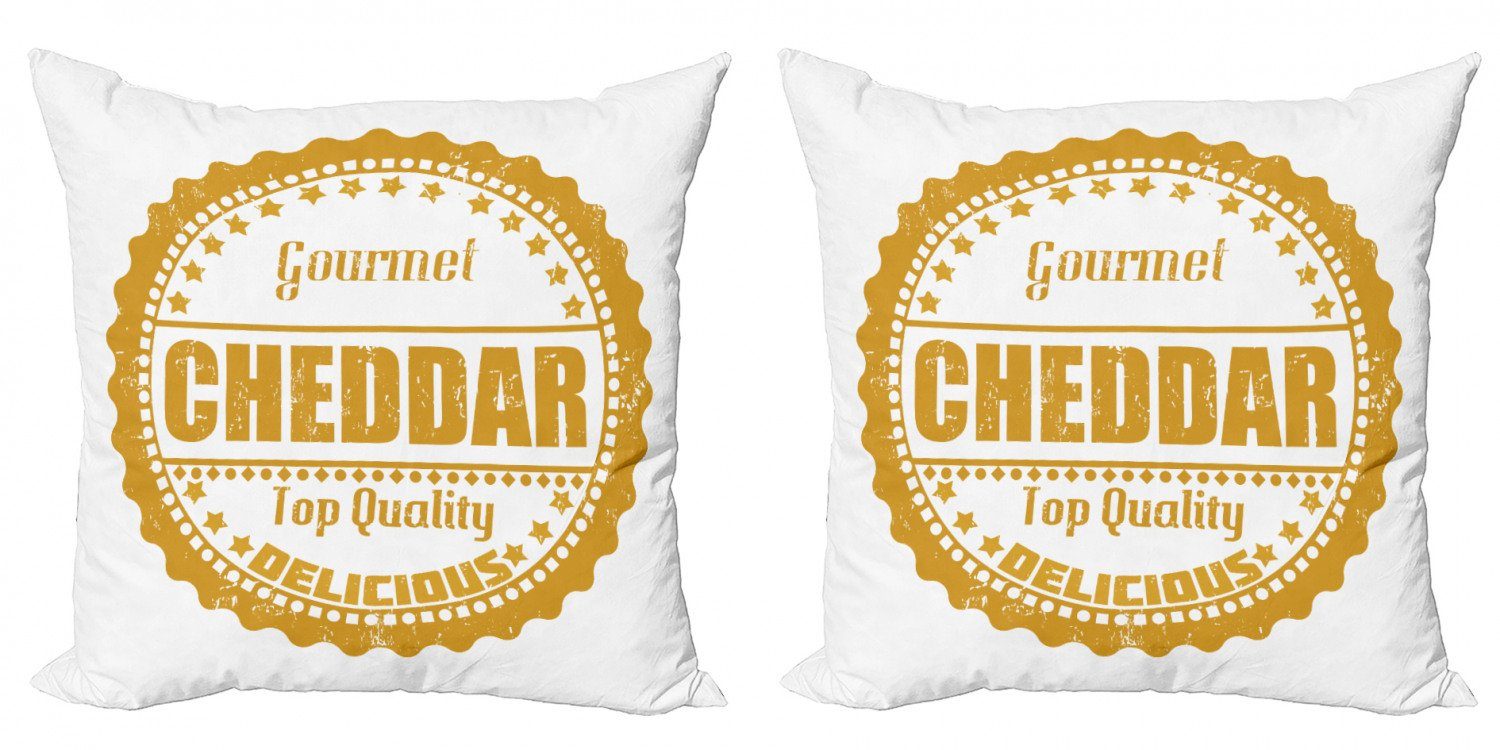 Kissenbezüge Modern Accent Doppelseitiger Digitaldruck, Abakuhaus (2 Stück), Käse Gourmet Cheddar Stempel | Kissenbezüge