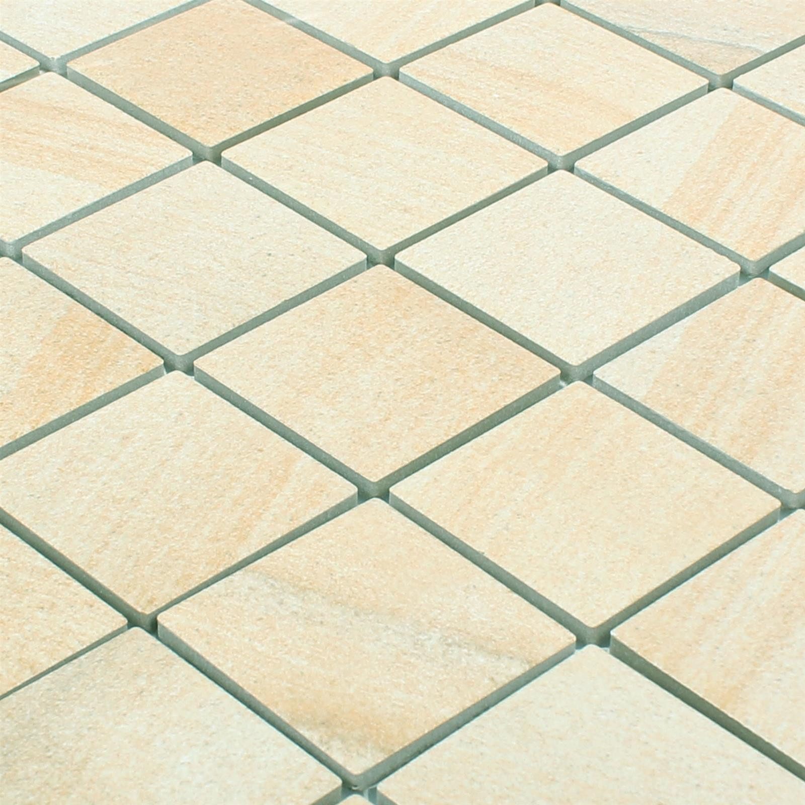 Mosafil Mosaikfliesen Mosaikfliesen Keramik Sahara Steinoptik, Keramik 30.000x30.000, beige, Verlegefertig auf ein Netz geklebt - Frostsicher - Wasserfest