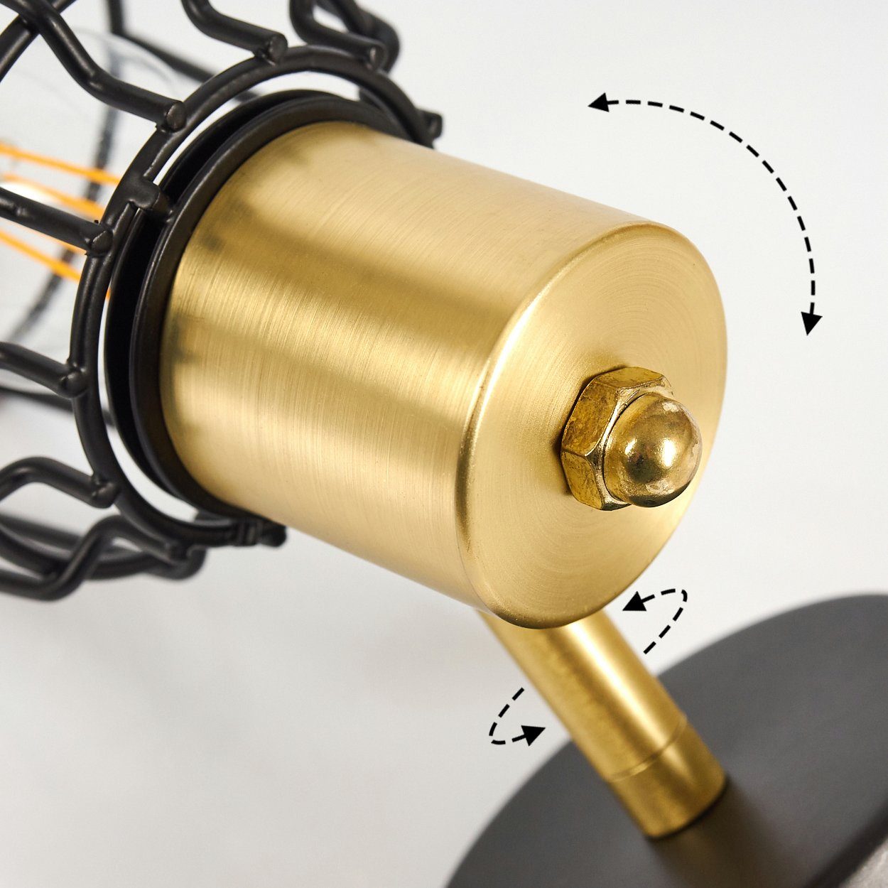 hofstein Schwarz/Gold, ist E14, Deckenleuchte beliebig Retro Look dreh-/schwenkbar aus Metall Leuchtenkopf Zimmerlampe runde ohne Wandlampe, Leuchtmittel, »Mure« in