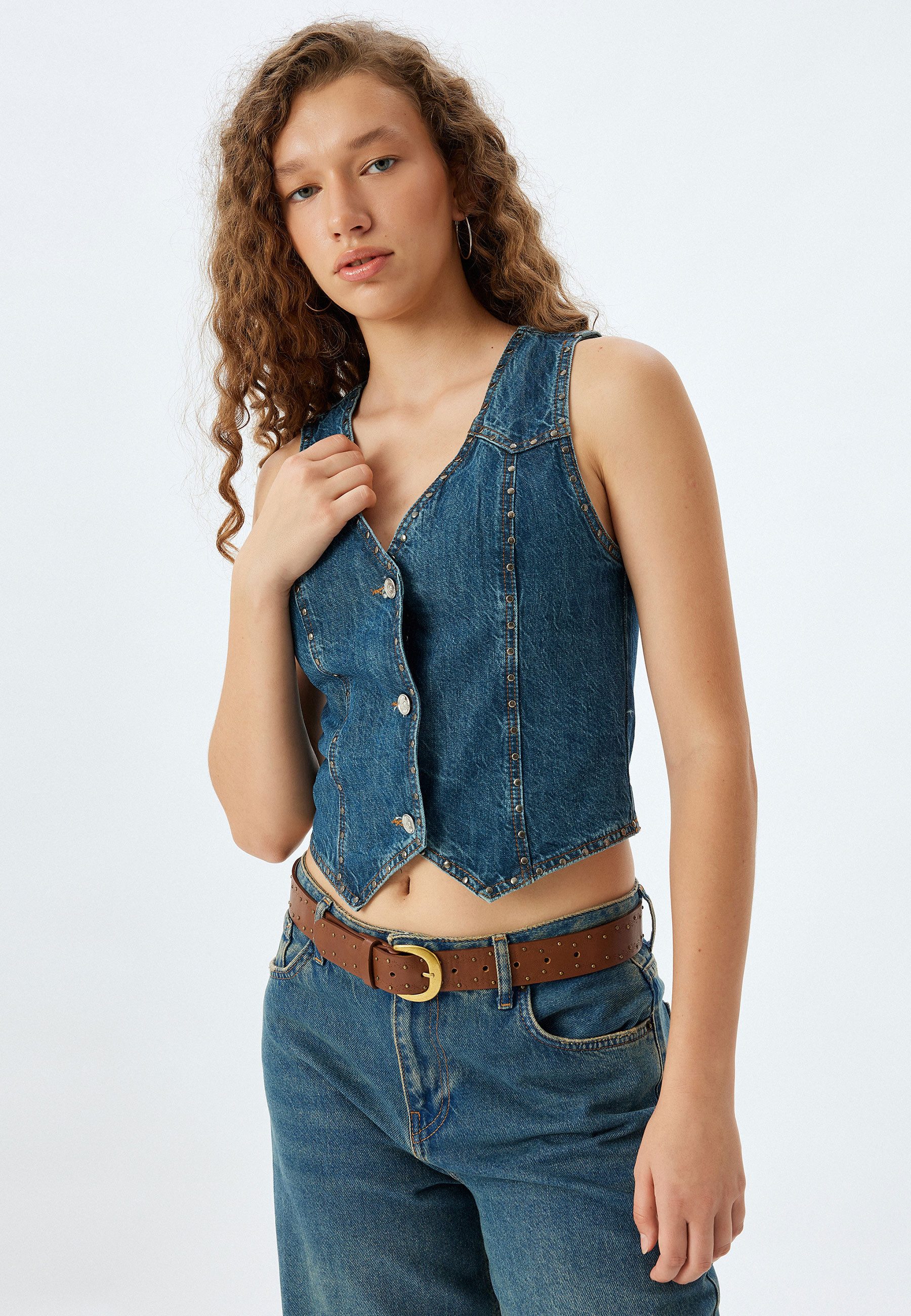 Koton Jeansweste Denim Mit Gewebedetail Jeansweste günstig online kaufen