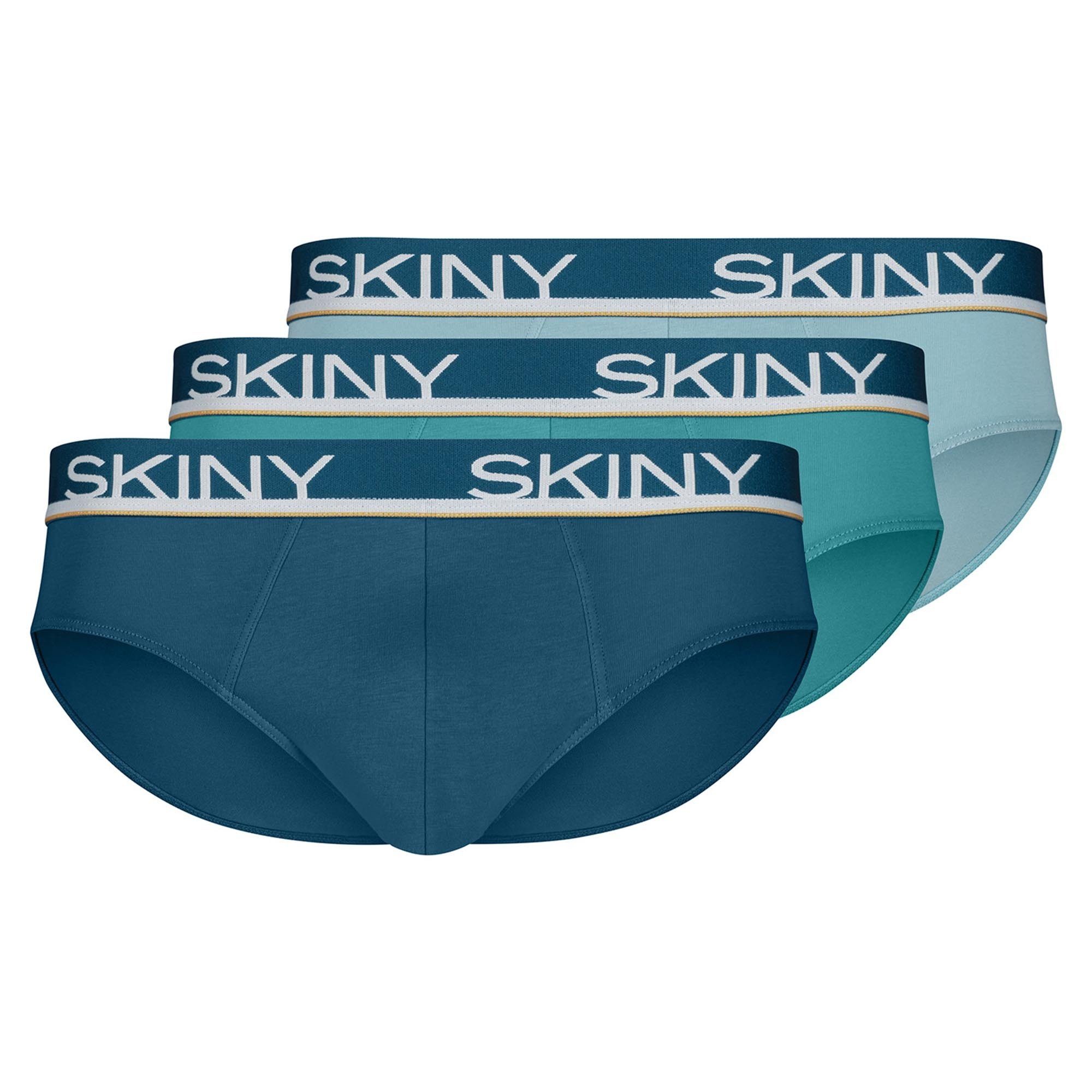 Skiny Slip Herren Unterwäsche Brasil - Pack 3er Slips Blau/Türkis/Hellblau Briefs