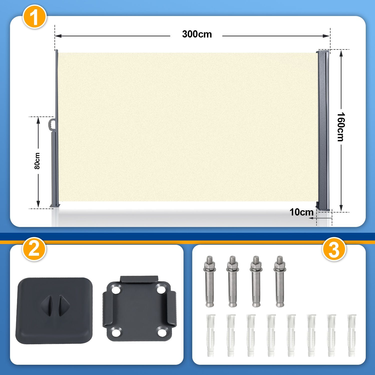 Clanmacy Seitenmarkise Sichtschutz Seitenmarkise Ausziehbar Aluminium Sonne günstig online kaufen