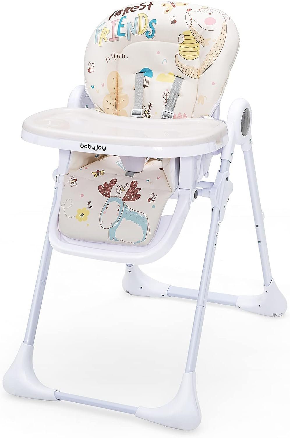 mit beige Monate für Sitz, klappbar, Hochstuhl KOMFOTTEU Baby, verstellbarem 6-36