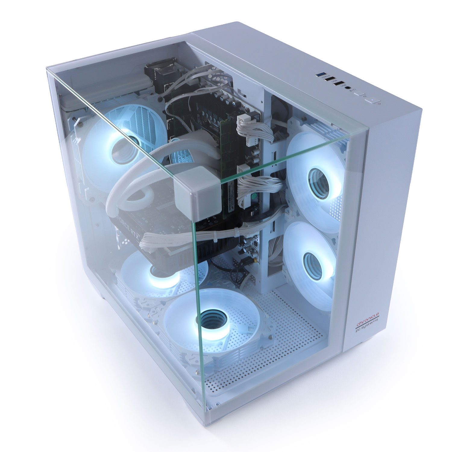 Chronicle GAMING PC TRIORAMA RTX 5060 64GB RAM 1TB Wasserkühlung Weiß PC (Intel INTEL XEON E5, NVIDIA RTX 5060 8 GB, 64 GB GB RAM, 1000 GB SSD, Wasserkühlung)