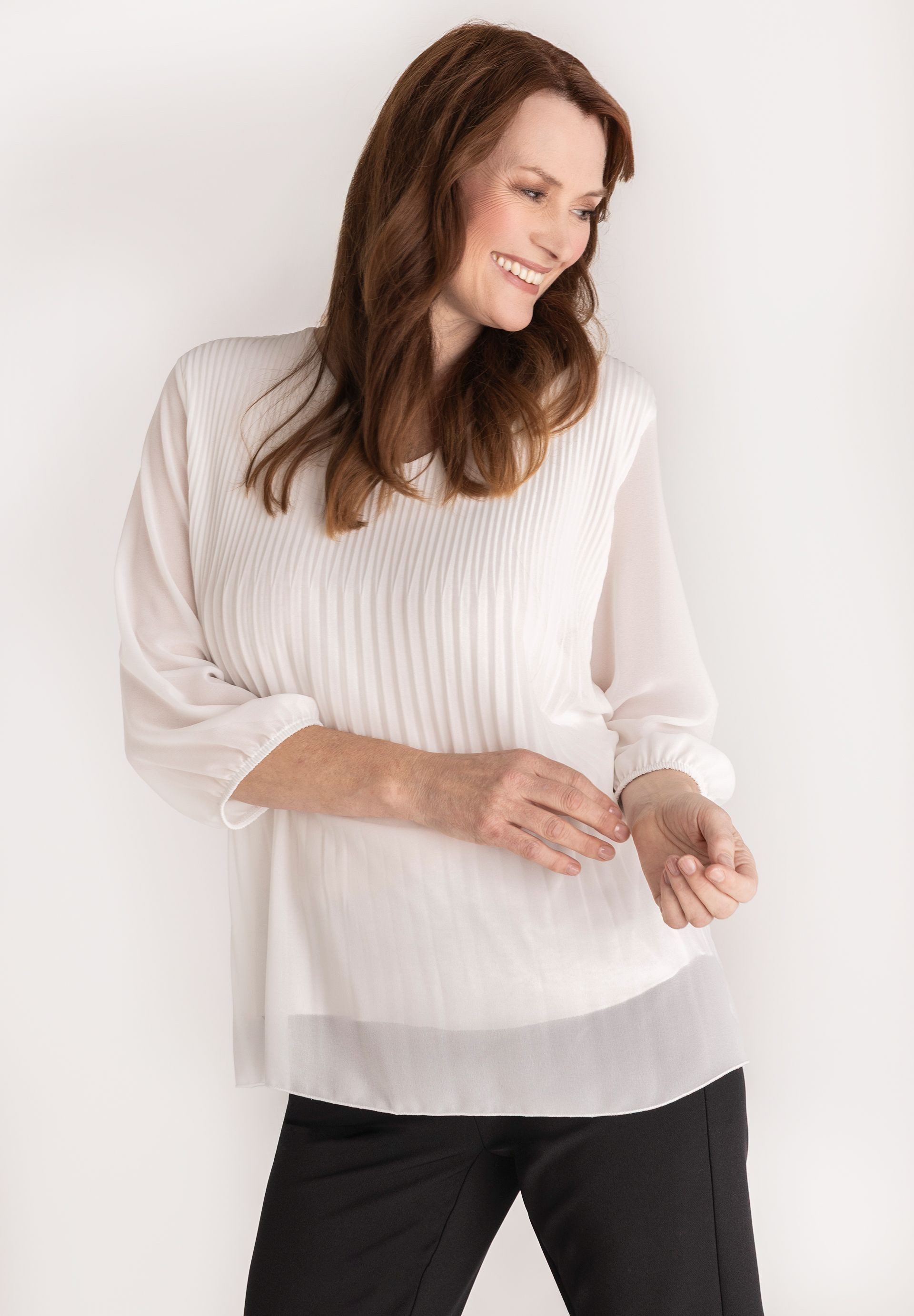 FRANK WALDER Klassische Bluse mit fließendem Fall