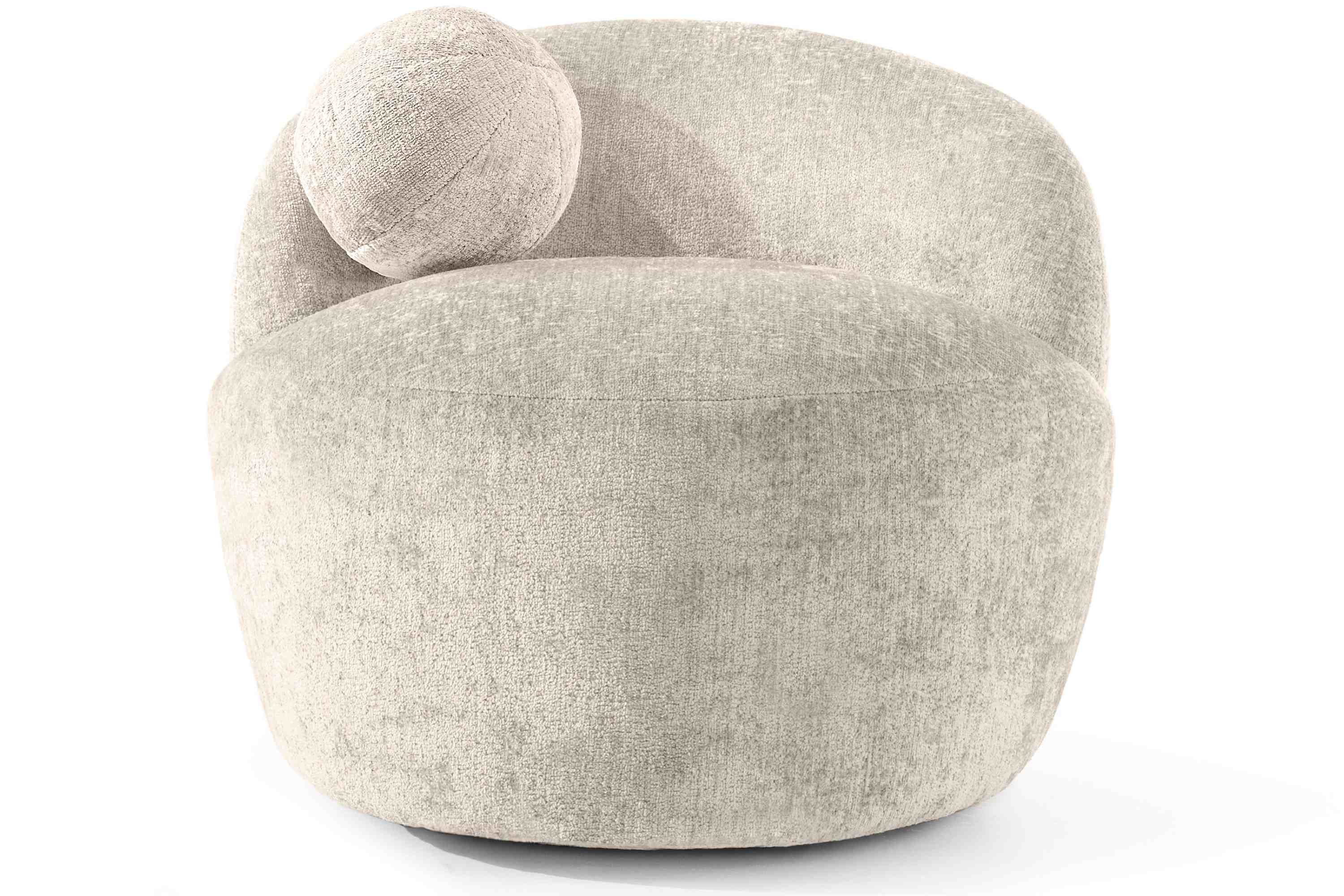 KONSIMO® Cocktailsessel NELUM Modern Sessel, organische Form, mit dekorativem Rundkissen, Chenille-Stoff, hergestellt in der EU