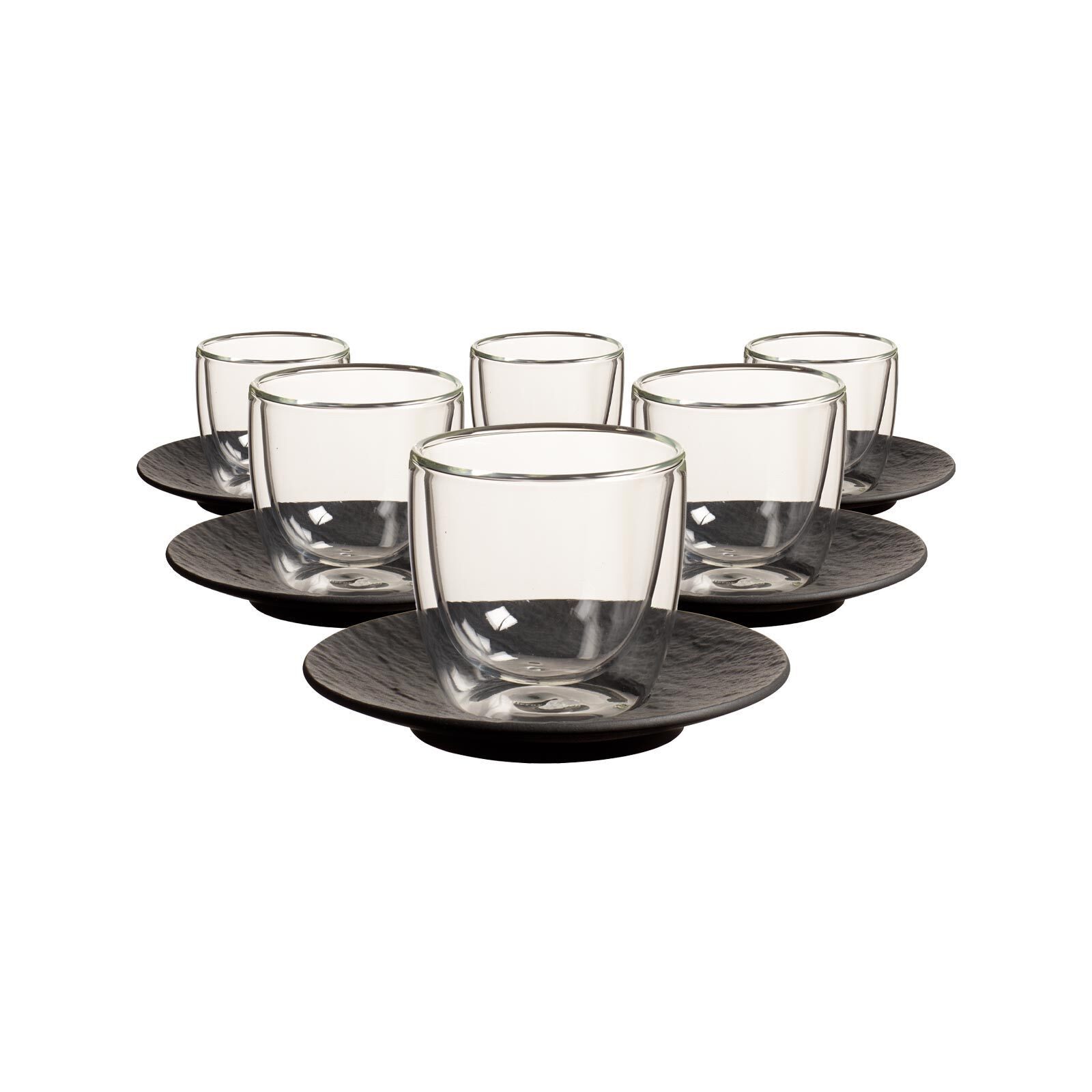 Villeroy & Boch Thermoglas Manufacture Rock Espressogläser mit Untertassen, 12-tlg., Material-Mix