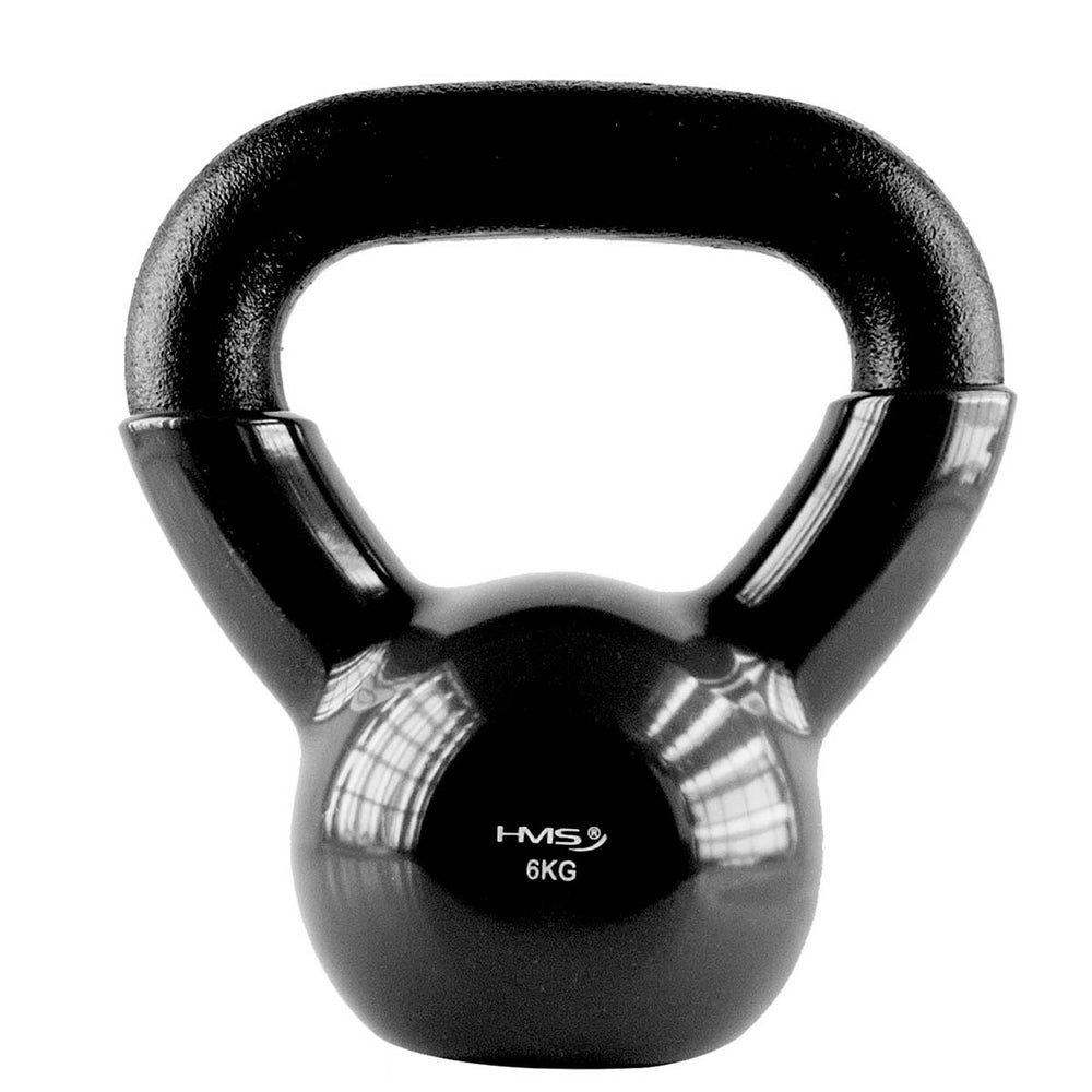 HMS Kettlebell Kugelhantel Schwunghantel Krafttraining, (Spar-Set), Gusseisen, Vinylmantel, flache Standfläche