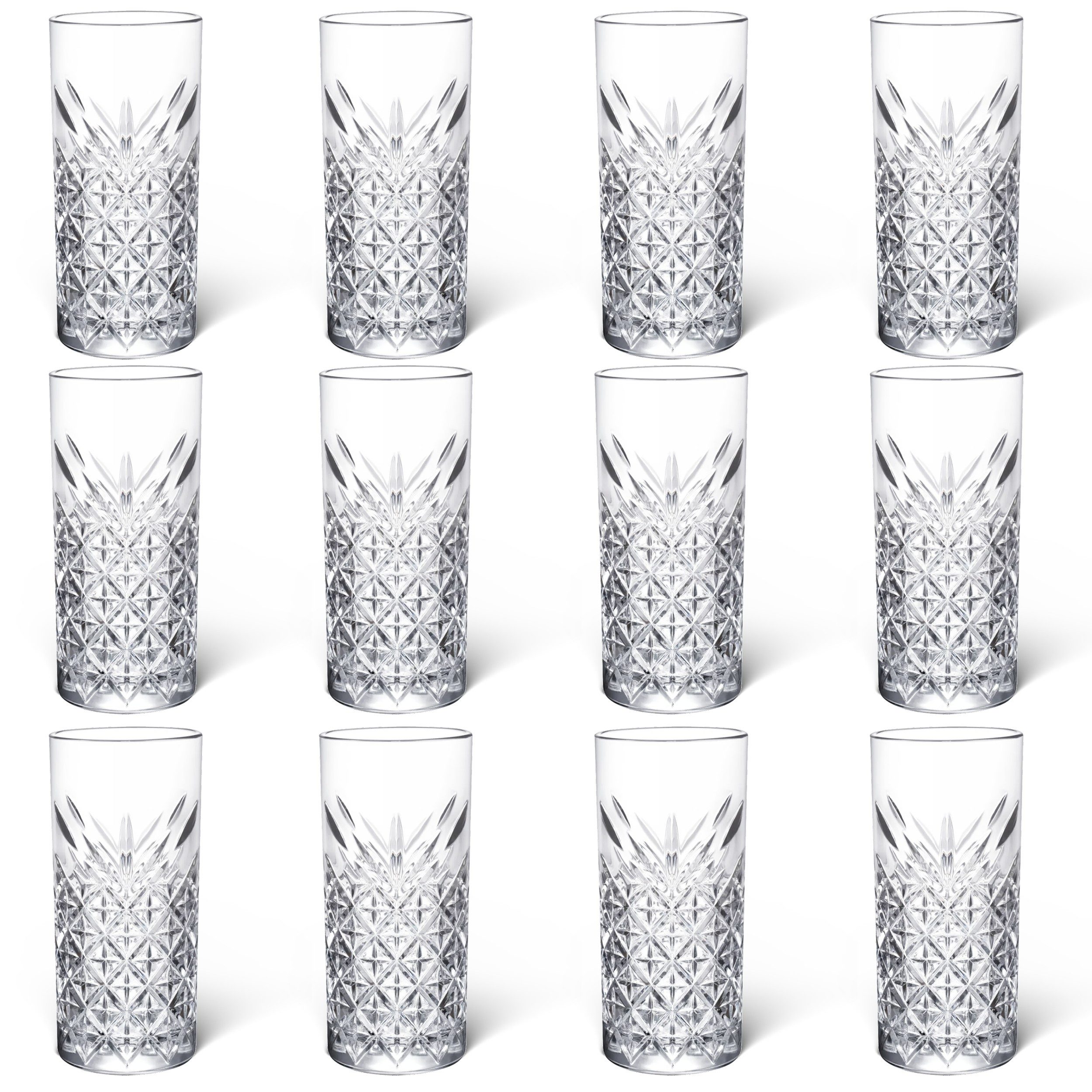 EsinHome Стекло-Set Wasserglas Saftgläser Trinkglas Cocktail glas Longdrinkgläser, Glas, 280ml 12er Set
