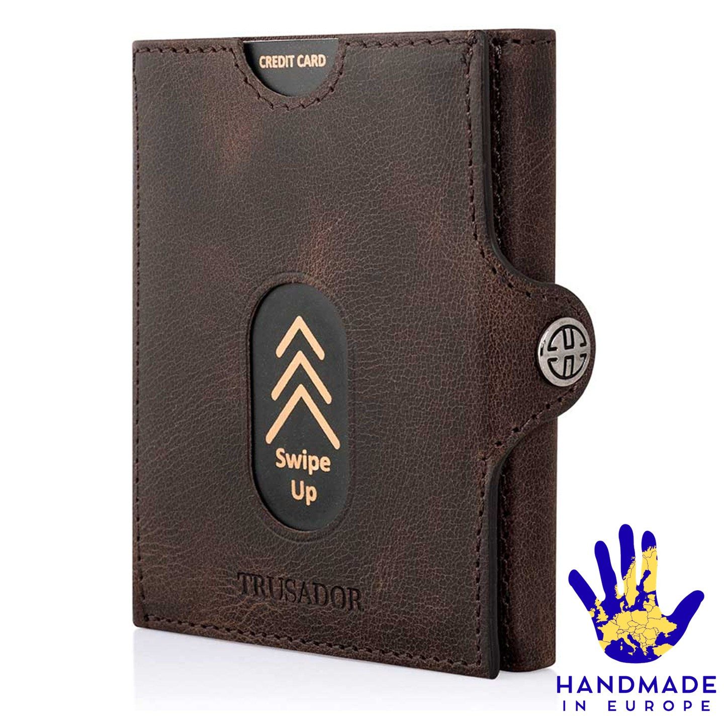 Trusador Mini Geldbörse 'Valencia' - Unisex Slim Wallet - kleiner Leder-Geldbeutel - Münzfach (Handmade, Handarbeit - Made in Europe), Vollnarbenleder, besonders klein, Handarbeit