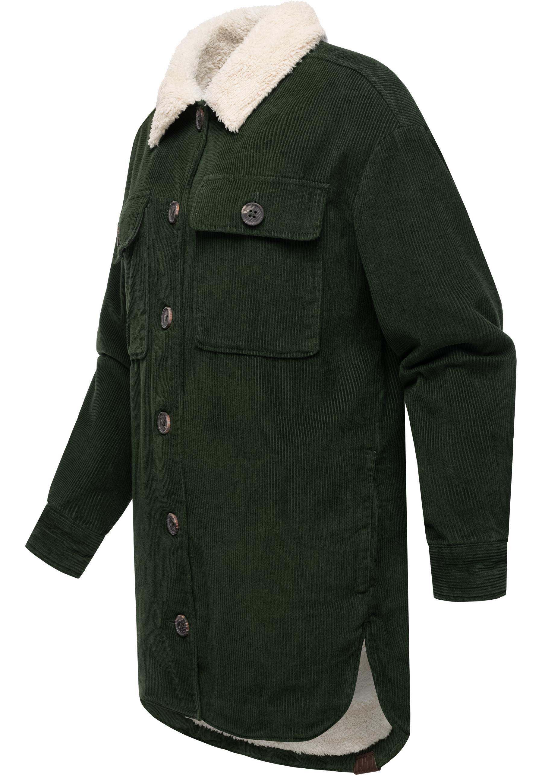 Ragwear Cordjacke Kyoka Stylische Damen Jacke aus Cord mit flauschigem Innenfutter